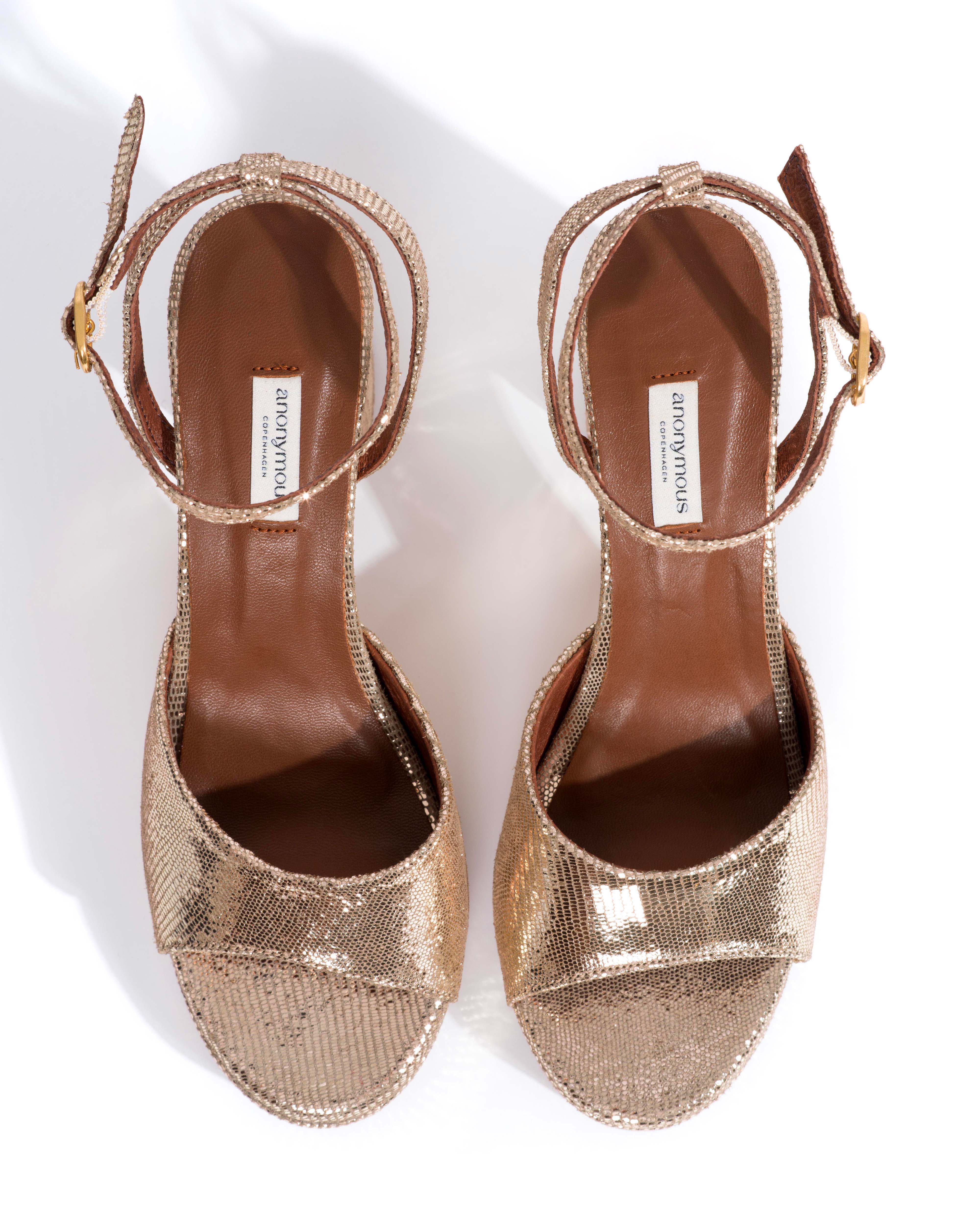 Jolie 85 platform Lizard metallic goat Vintage champagne - Image 4