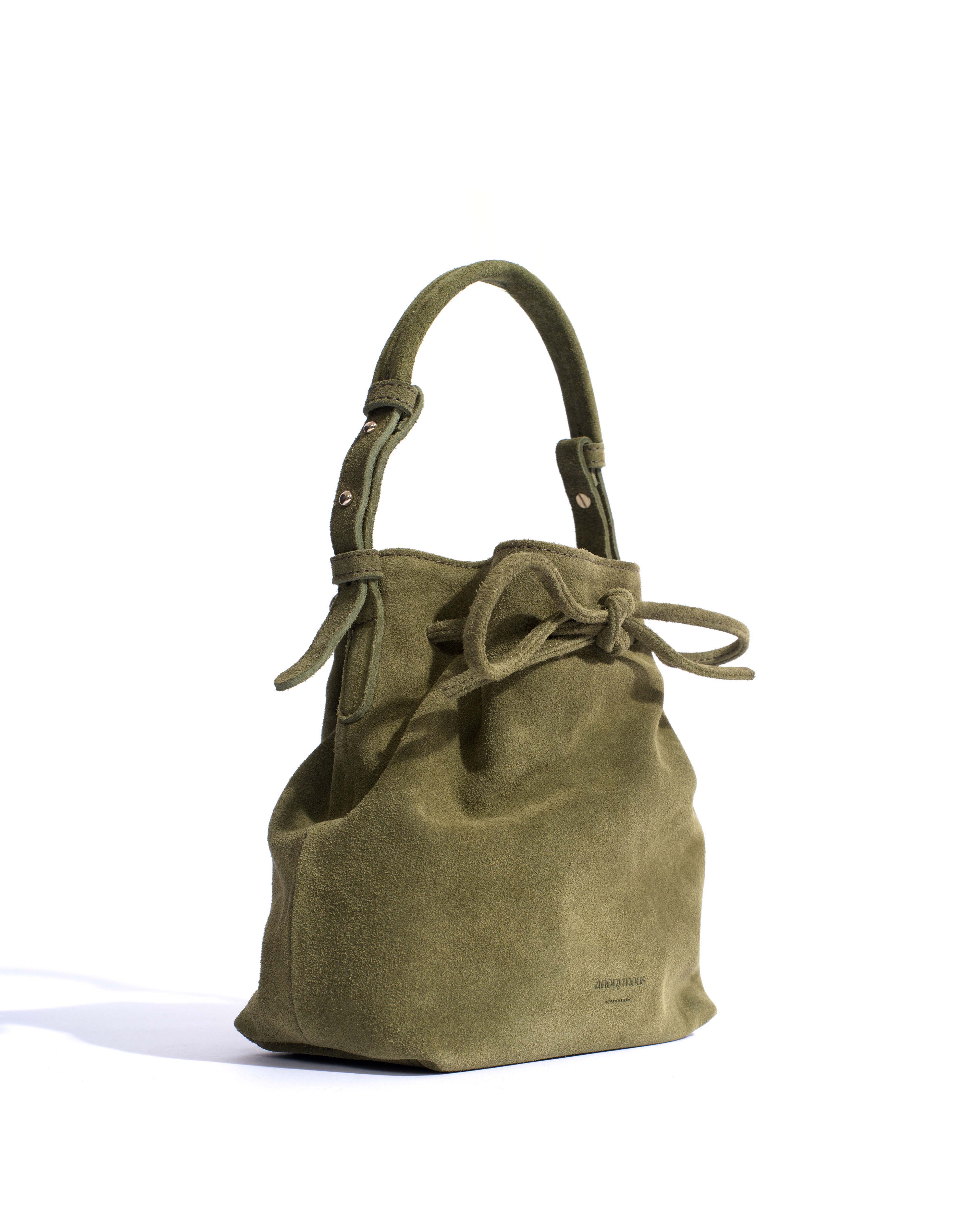 Kacey petite bucket bag Calf suede Olive green - Image 2
