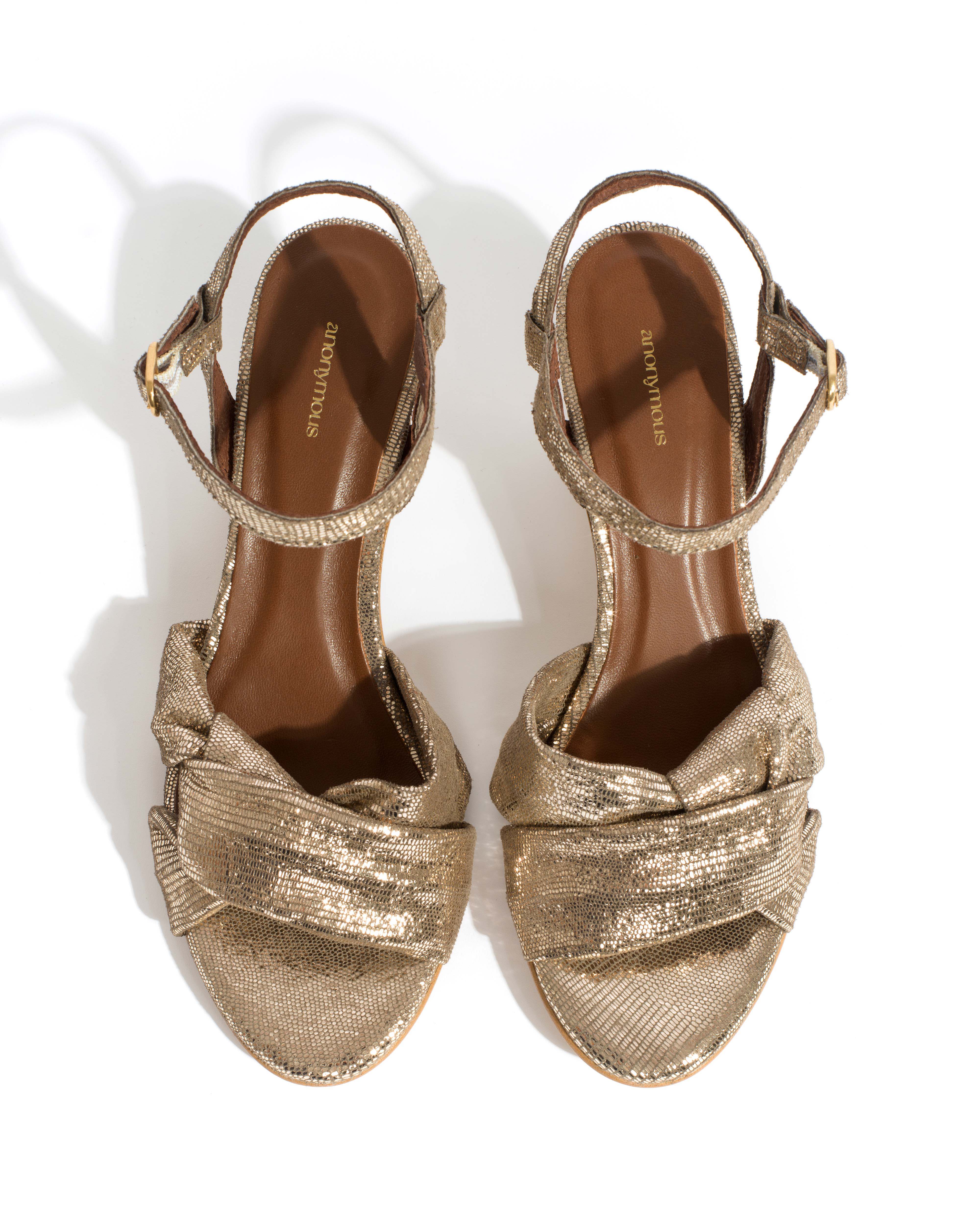 Kamilah 50 stiletto Lizard metallic goat Vintage champagne - Image 4