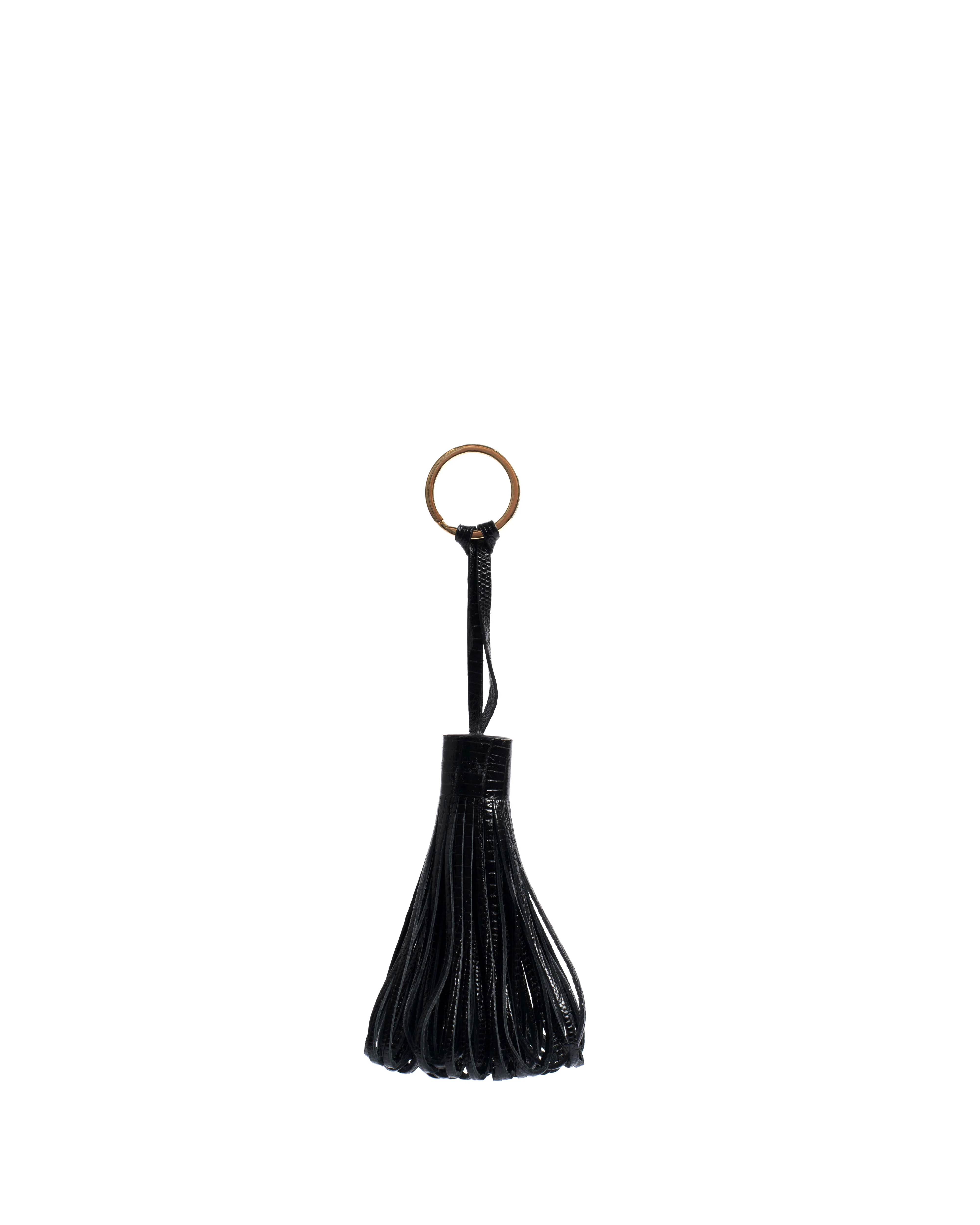 Katty fringe keyring Calf lizard Black - Image 2