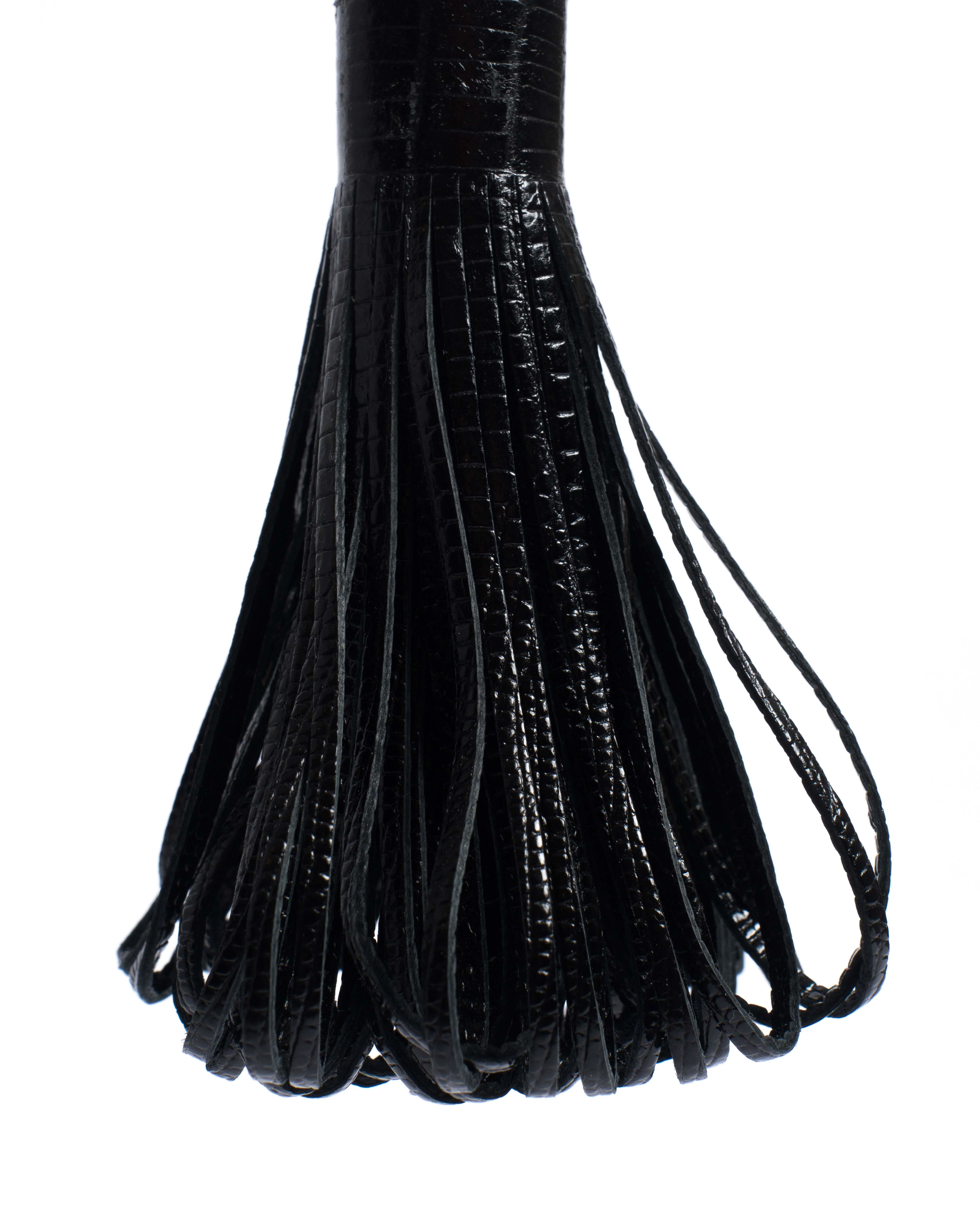 Katty fringe keyring Calf lizard Black - Image 3