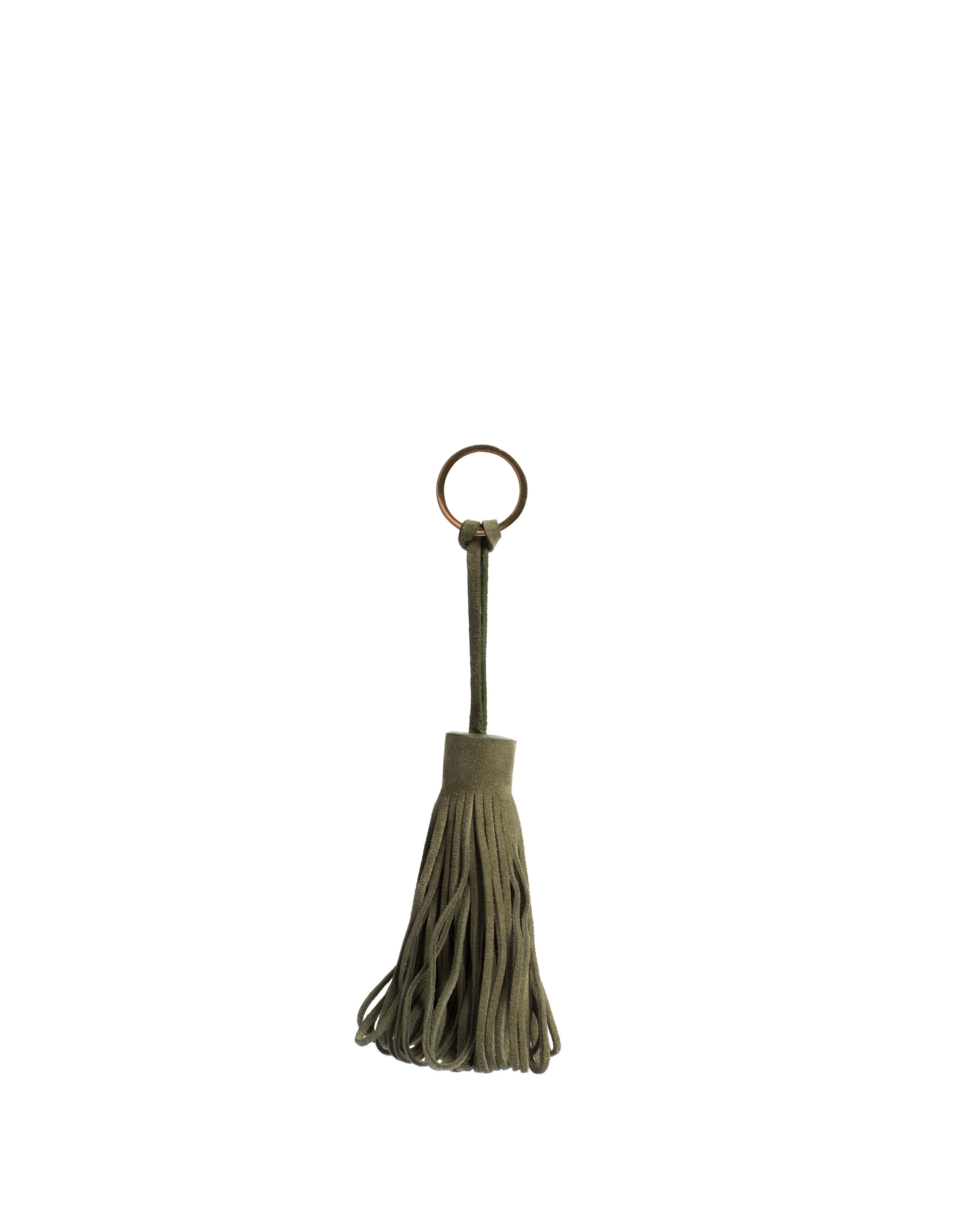 Katty fringe keyring Calf suede Olive green - Image 2