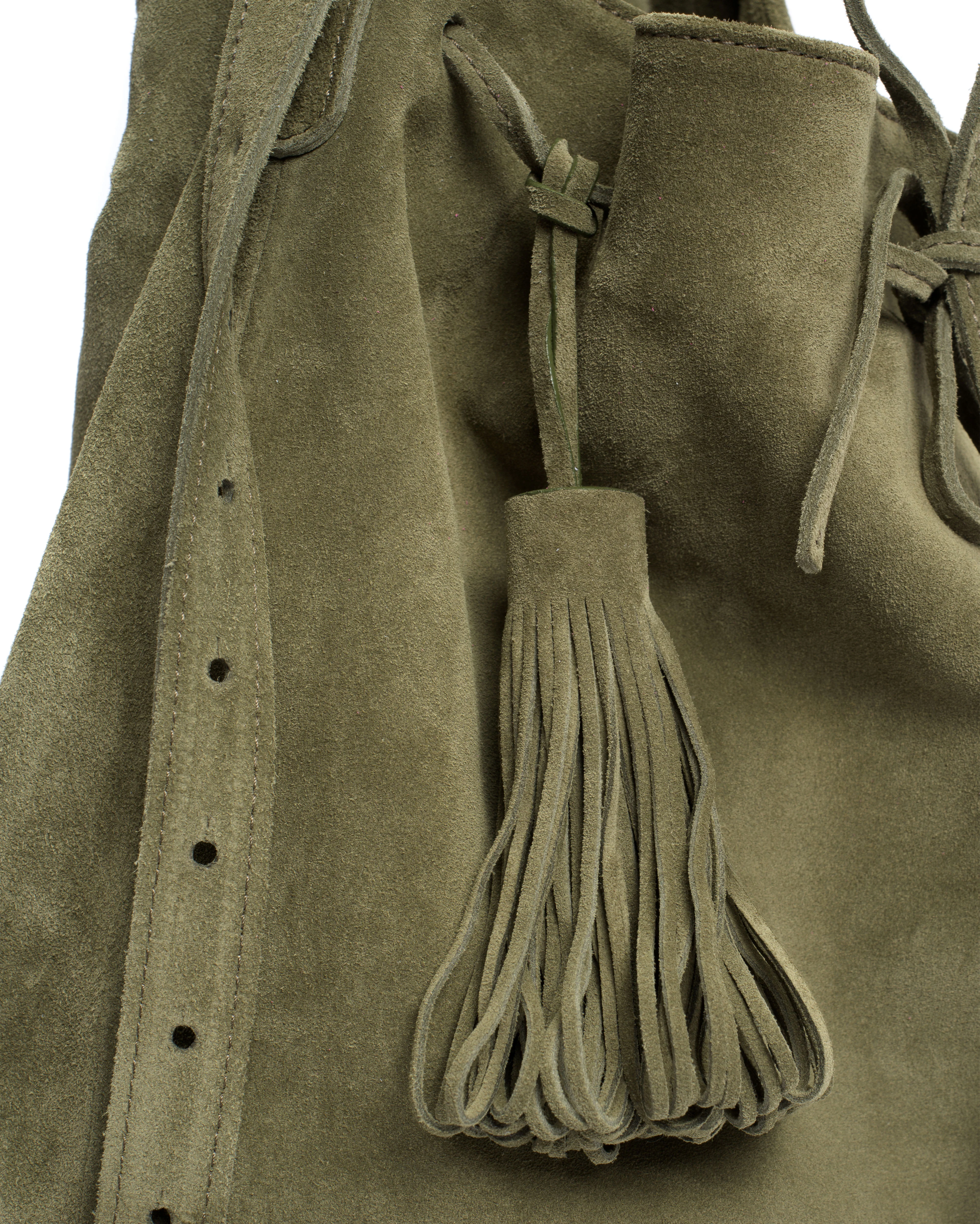 Katty fringe keyring Calf suede Olive green - Image 4