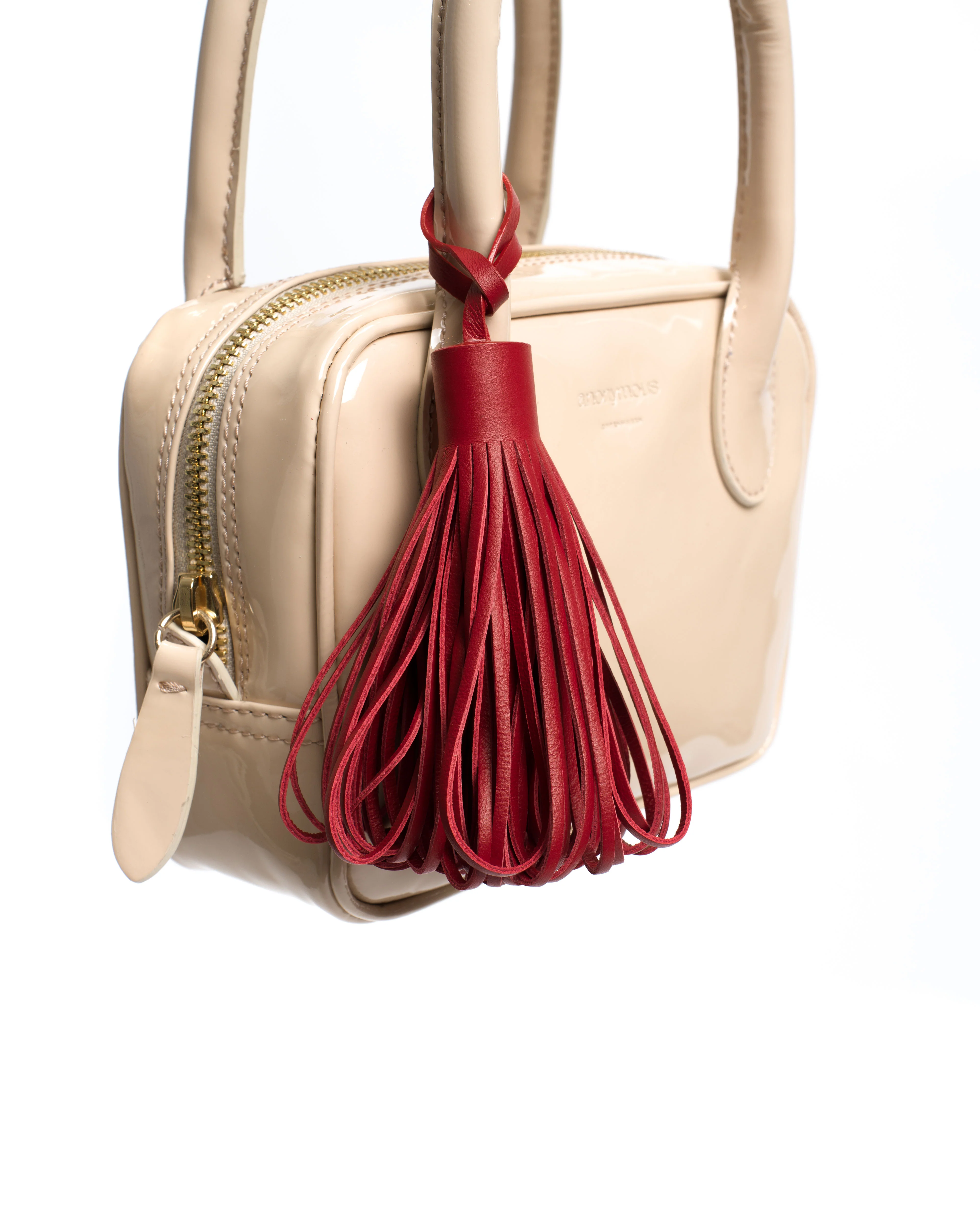 Katty fringe keyring Soft calf Ruby red - Image 4