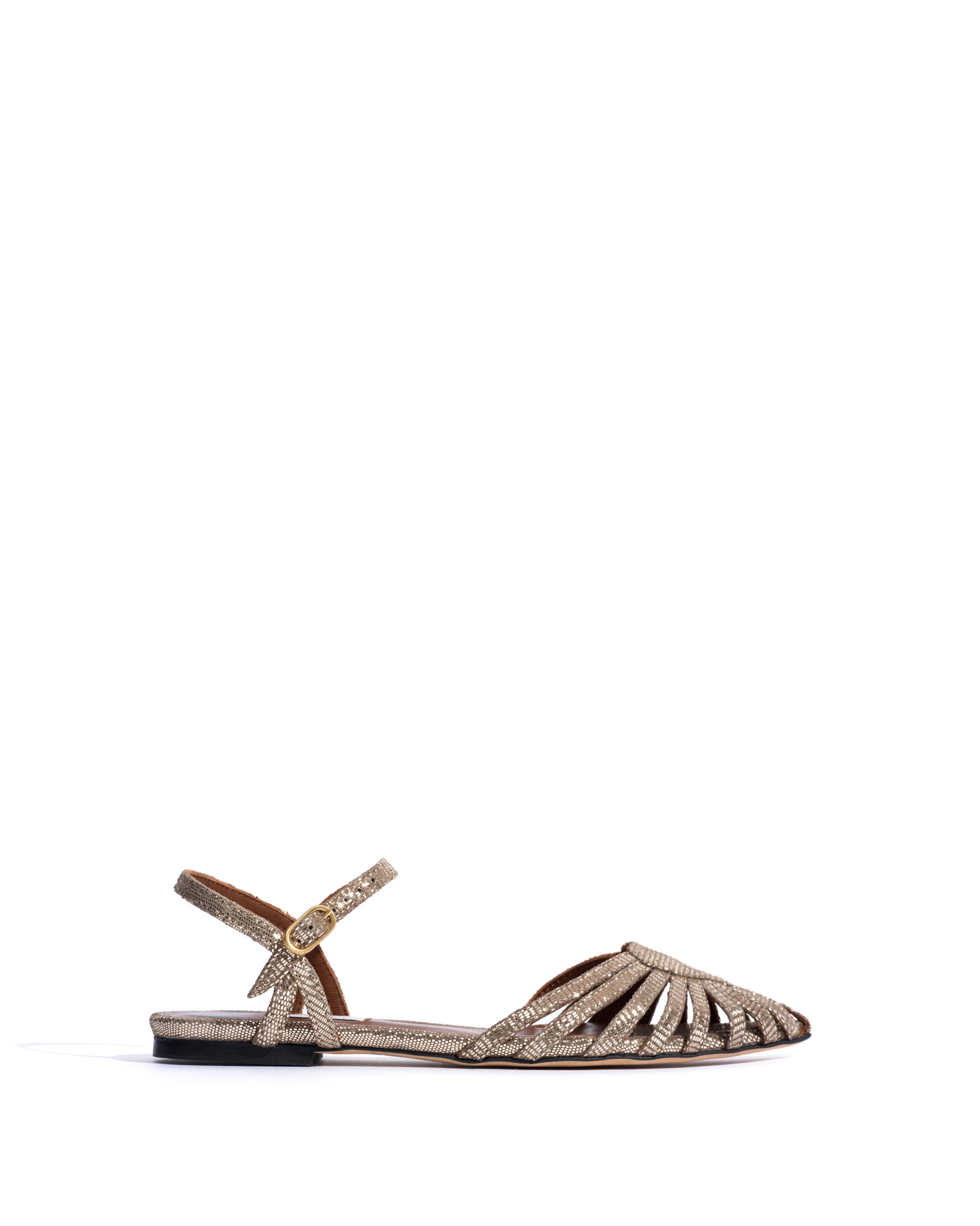 Keesha 10 Lizard metallic goat Vintage champagne