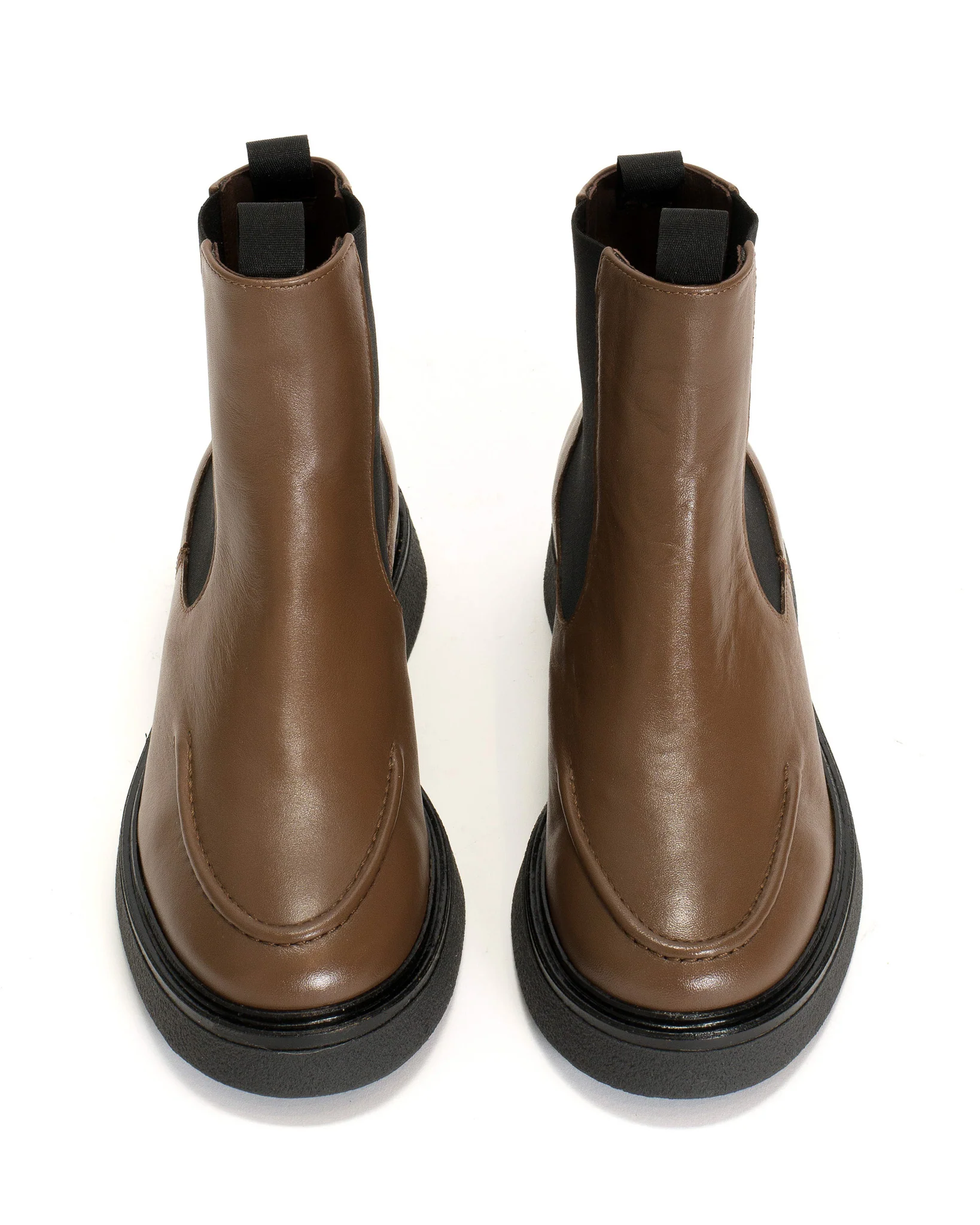 Kikie flat platform Soft calf & sole Dark taupe & black - Image 3