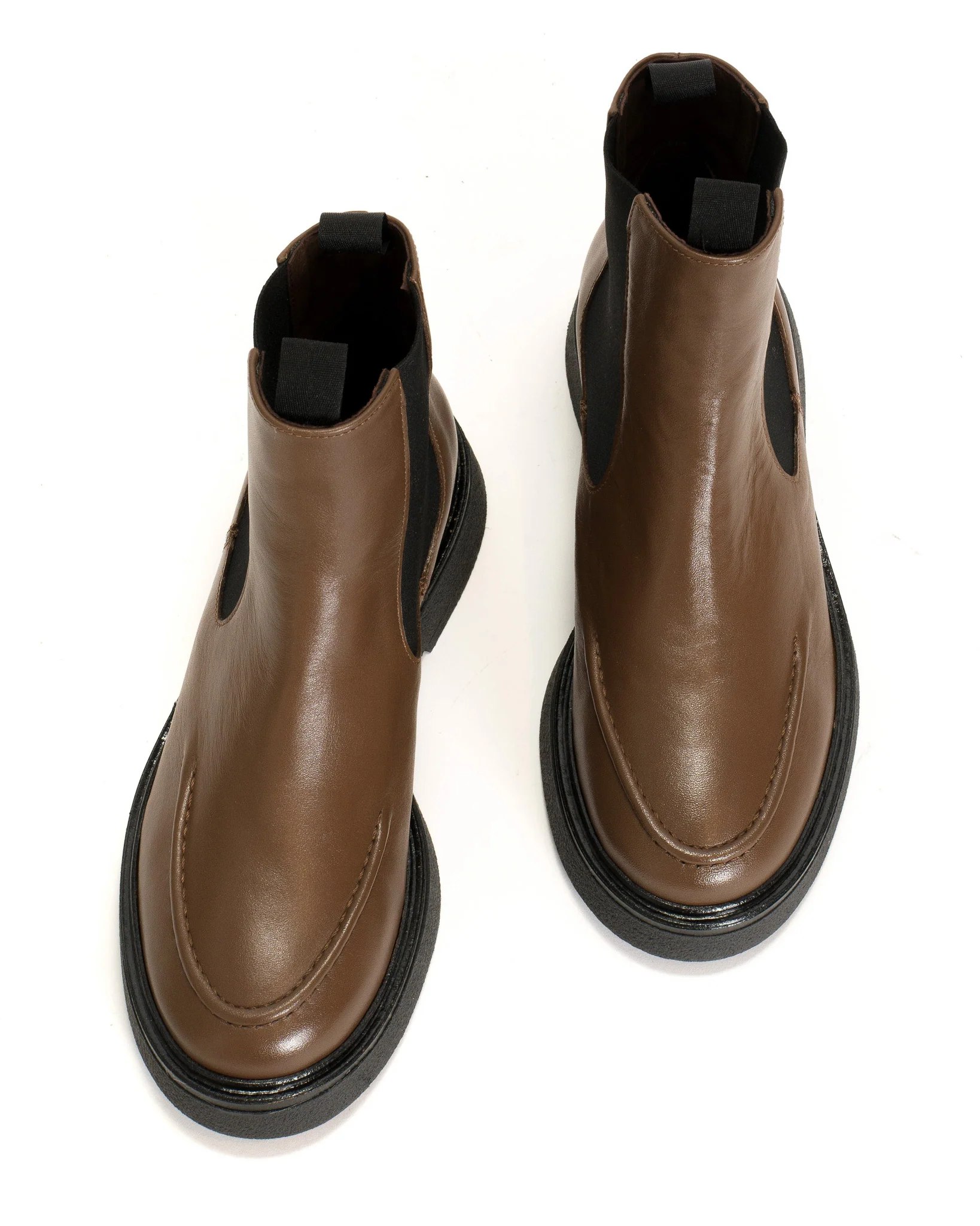 Kikie flat platform Soft calf & sole Dark taupe & black - Image 4