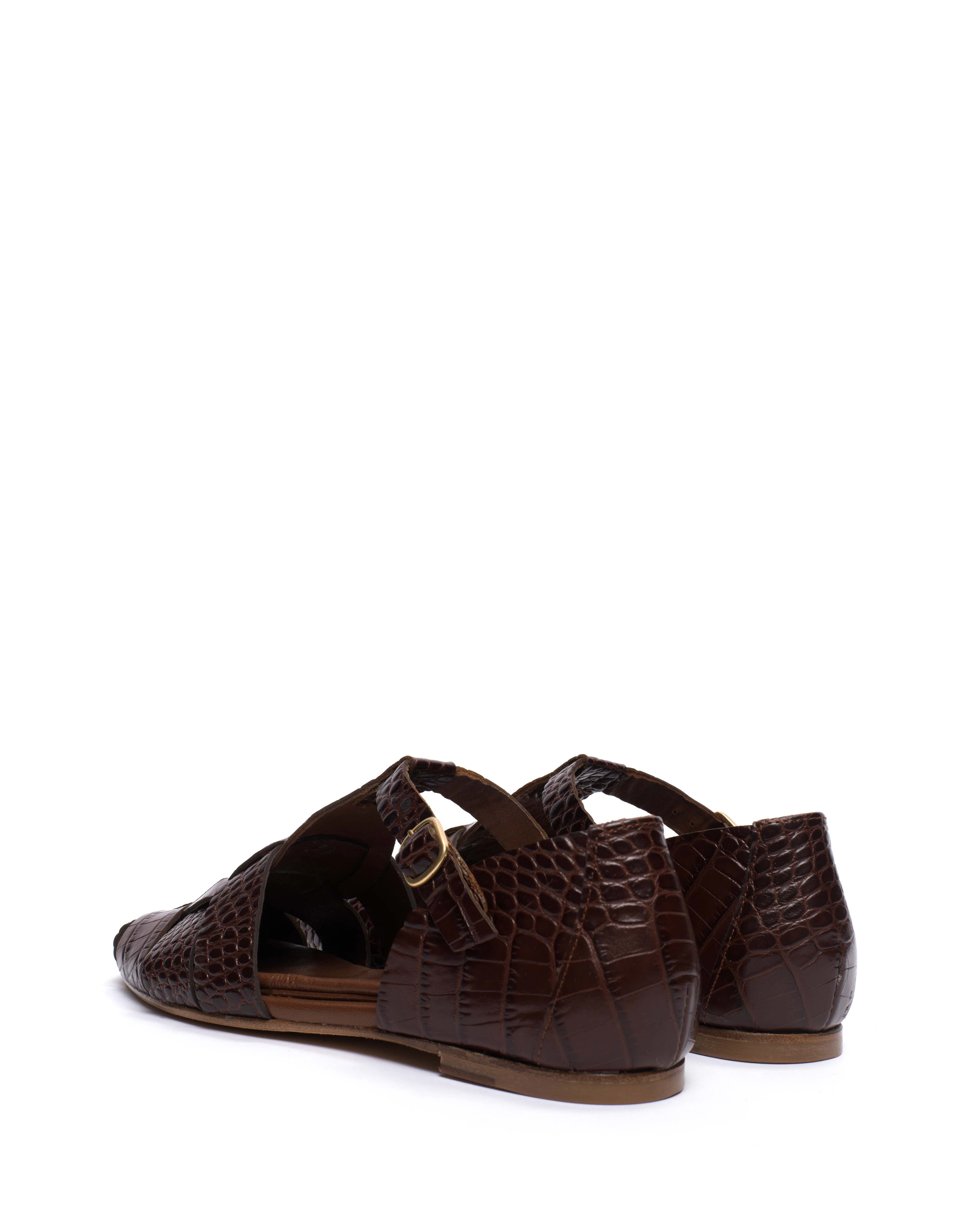Lain flats Croco calf Chocolate - Image 4