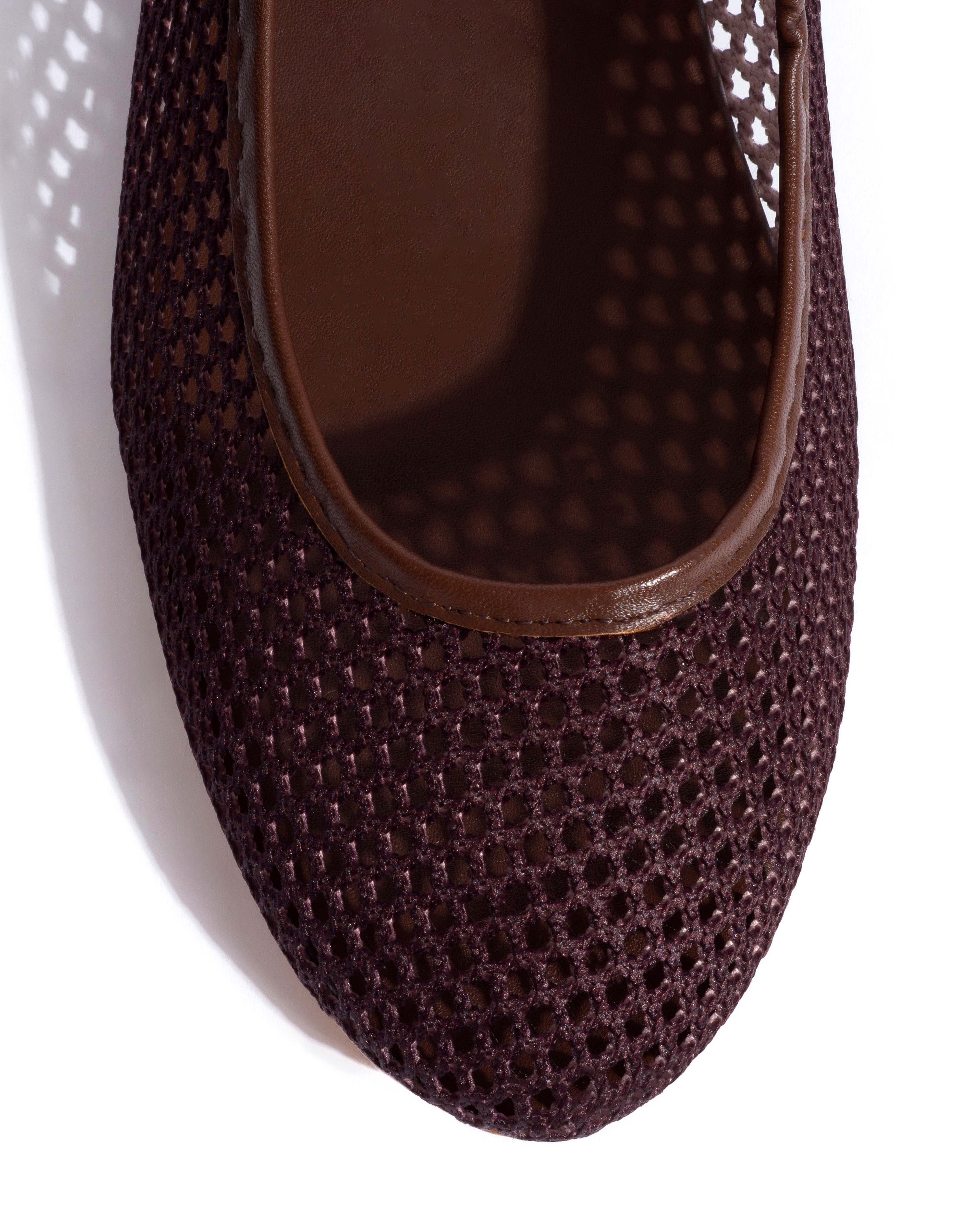 Lana netted mesh Shiny lamb & netted mesh Chocolate - Image 6