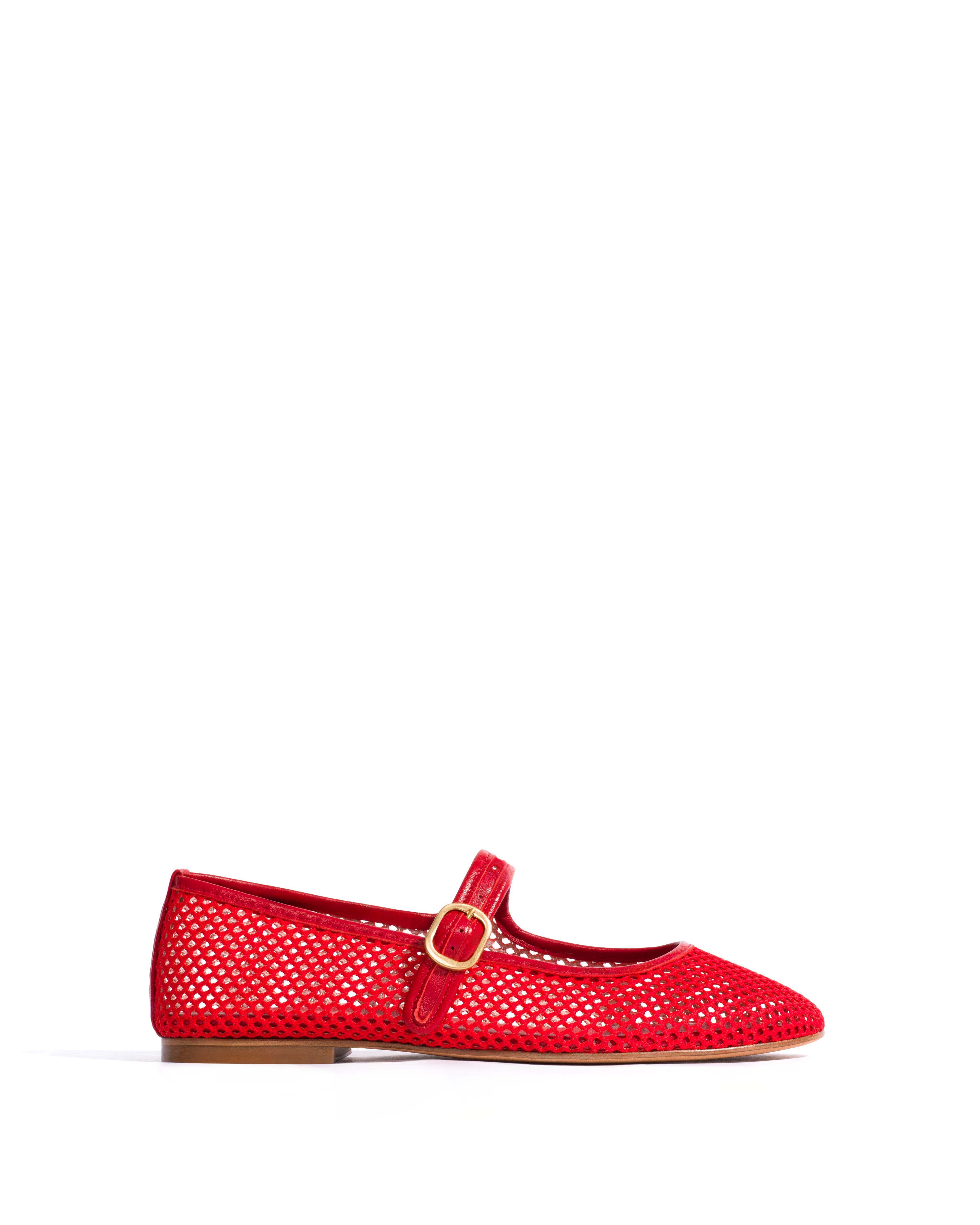 Lana netted mesh Shiny lamb & netted mesh Ruby red