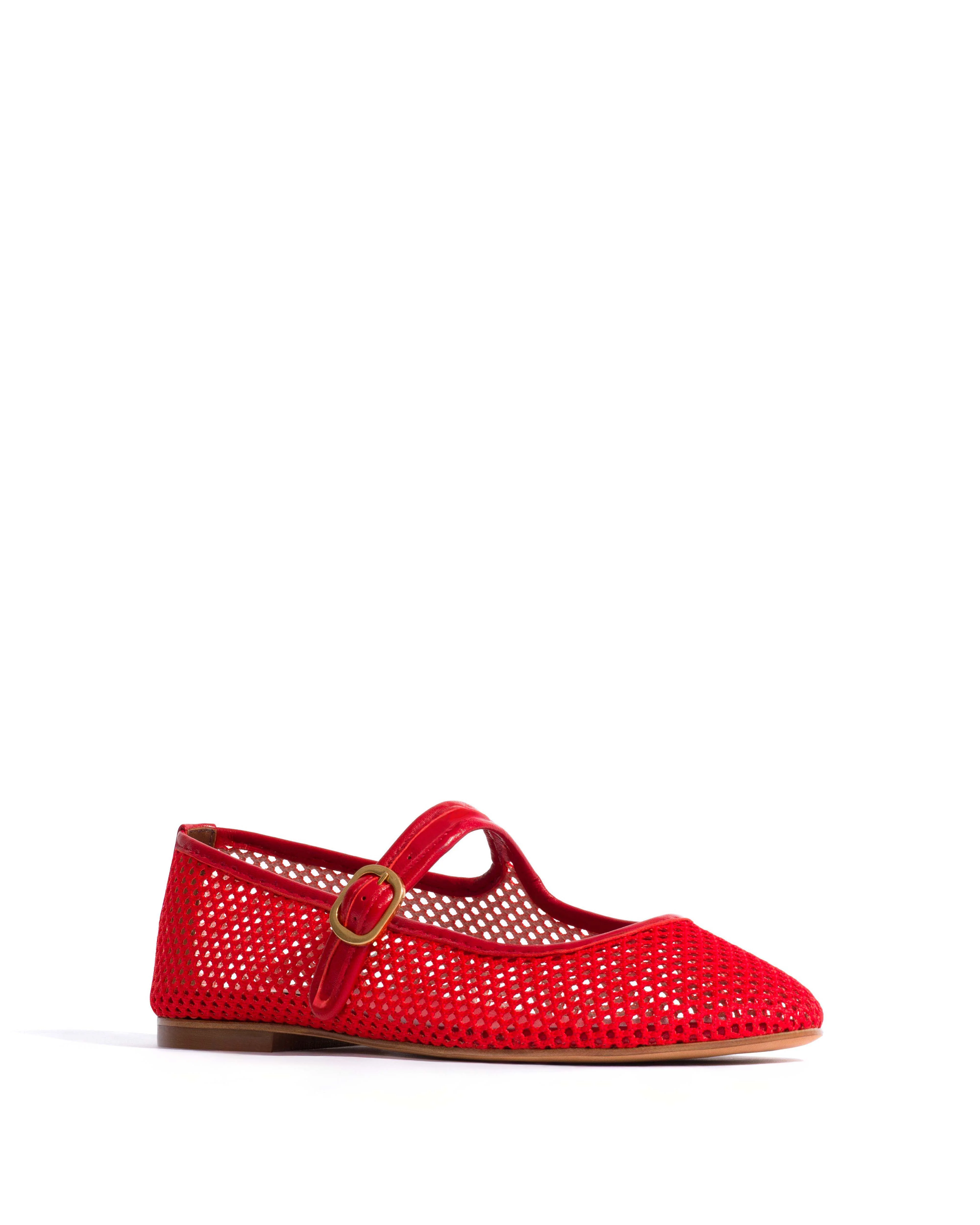 Lana netted mesh Shiny lamb & netted mesh Ruby red - Image 2