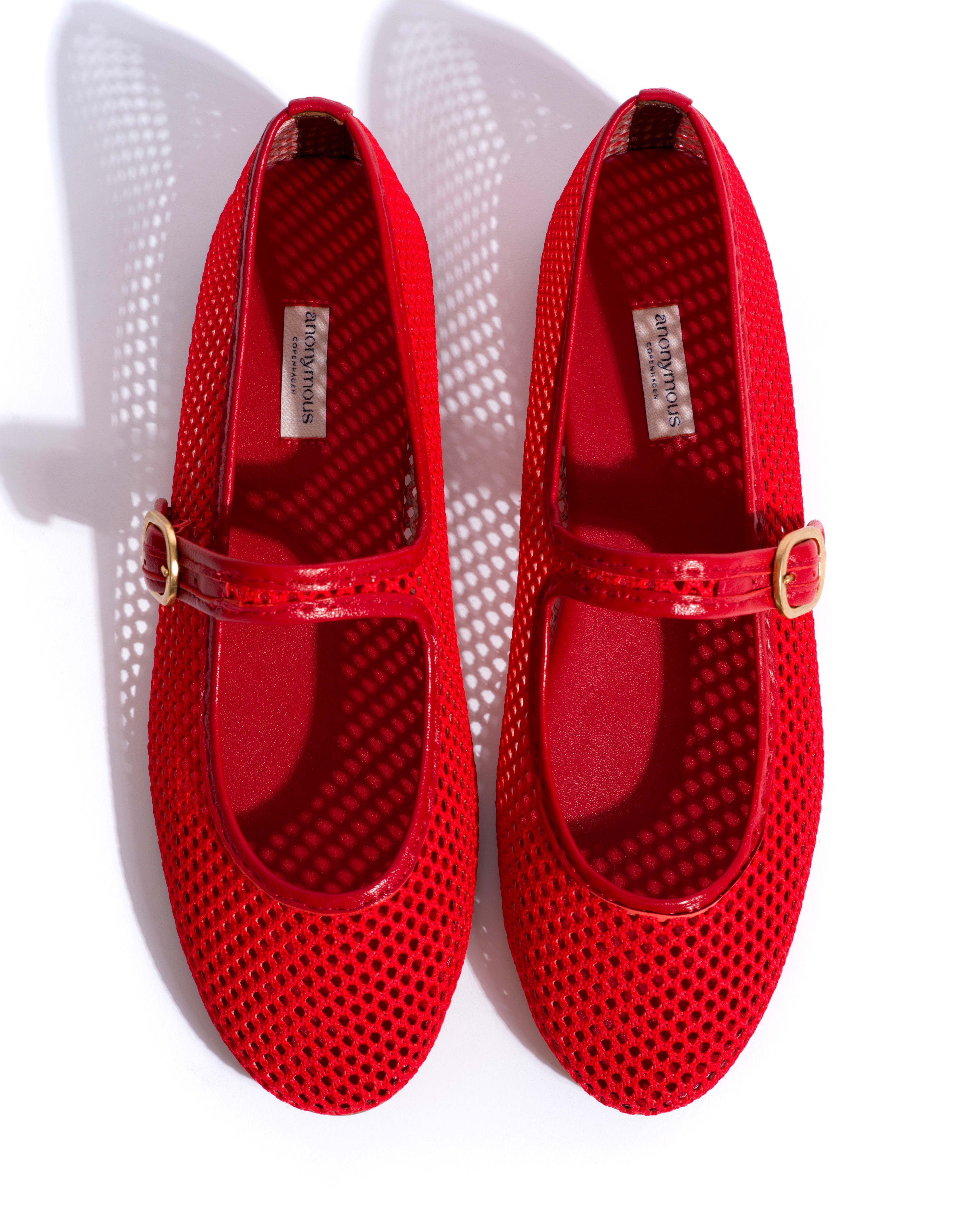 Lana netted mesh Shiny lamb & netted mesh Ruby red - Image 4