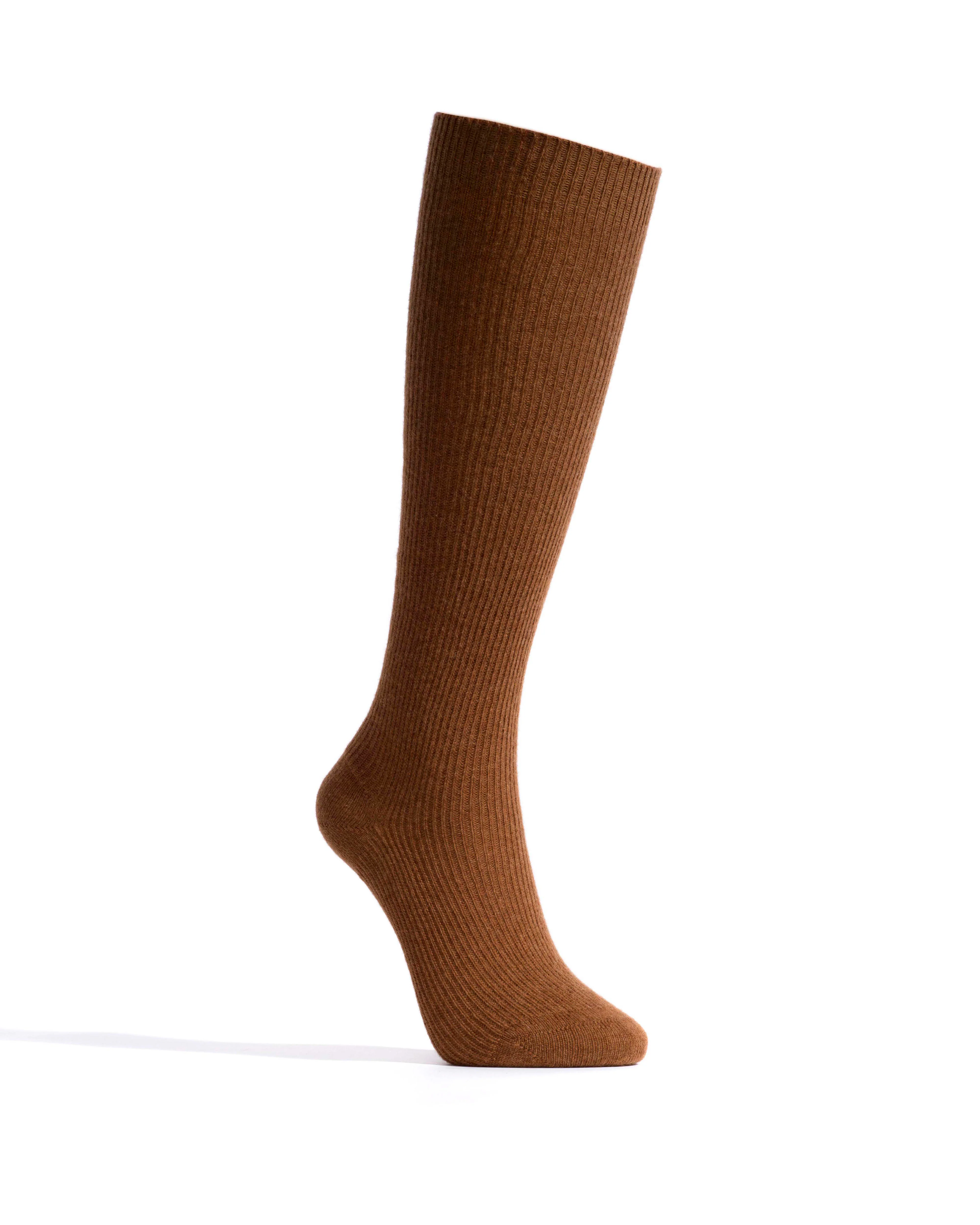 Lanai knee-high cashmere socks 70% wool 30% cashmere Coconut brown - Image 2