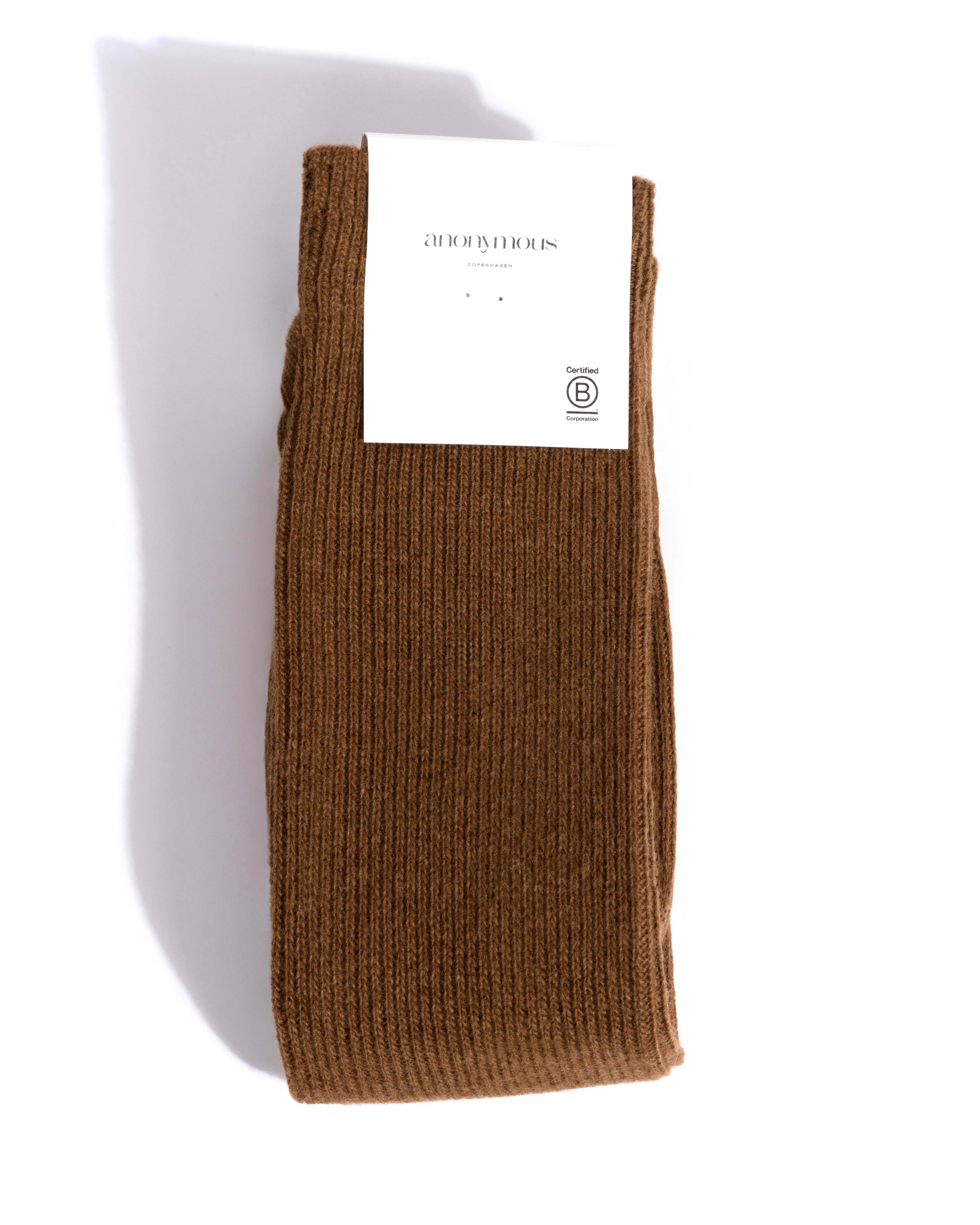 Lanai knee-high cashmere socks 70% wool 30% cashmere Coconut brown - Image 3