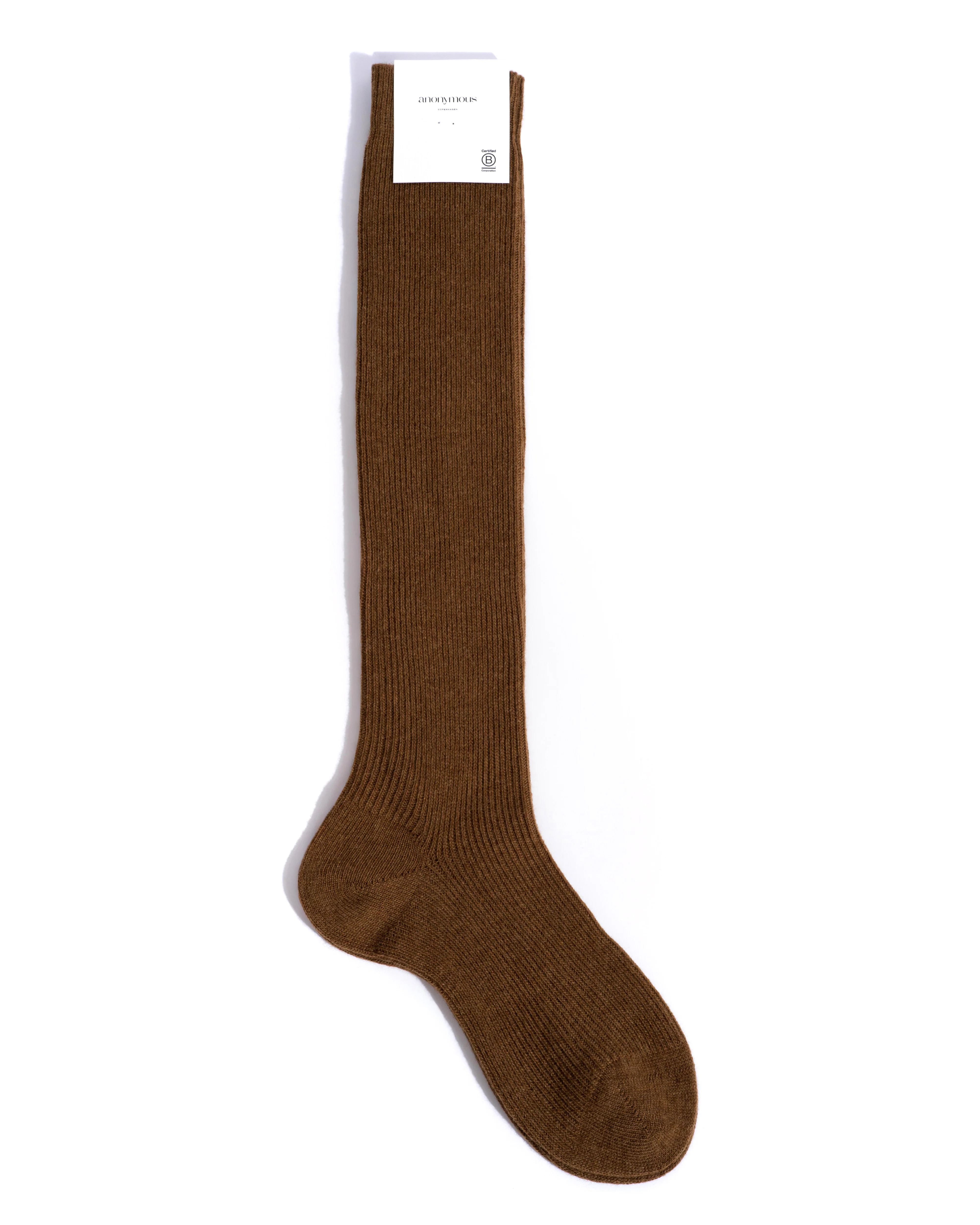 Lanai knee-high cashmere socks 70% wool 30% cashmere Coconut brown - Image 4