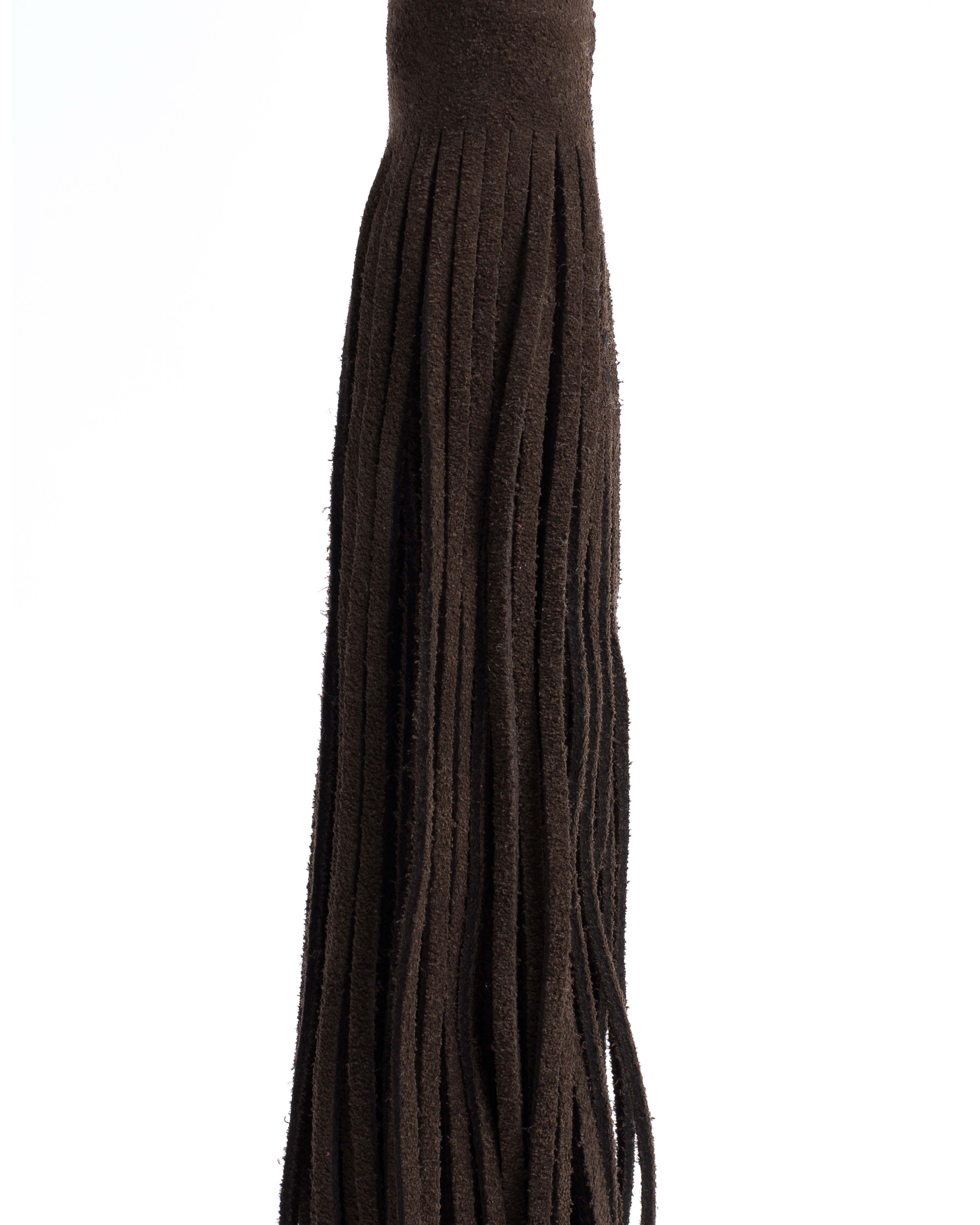 Langley fringe keyring Calf suede Coffee brown - Image 3