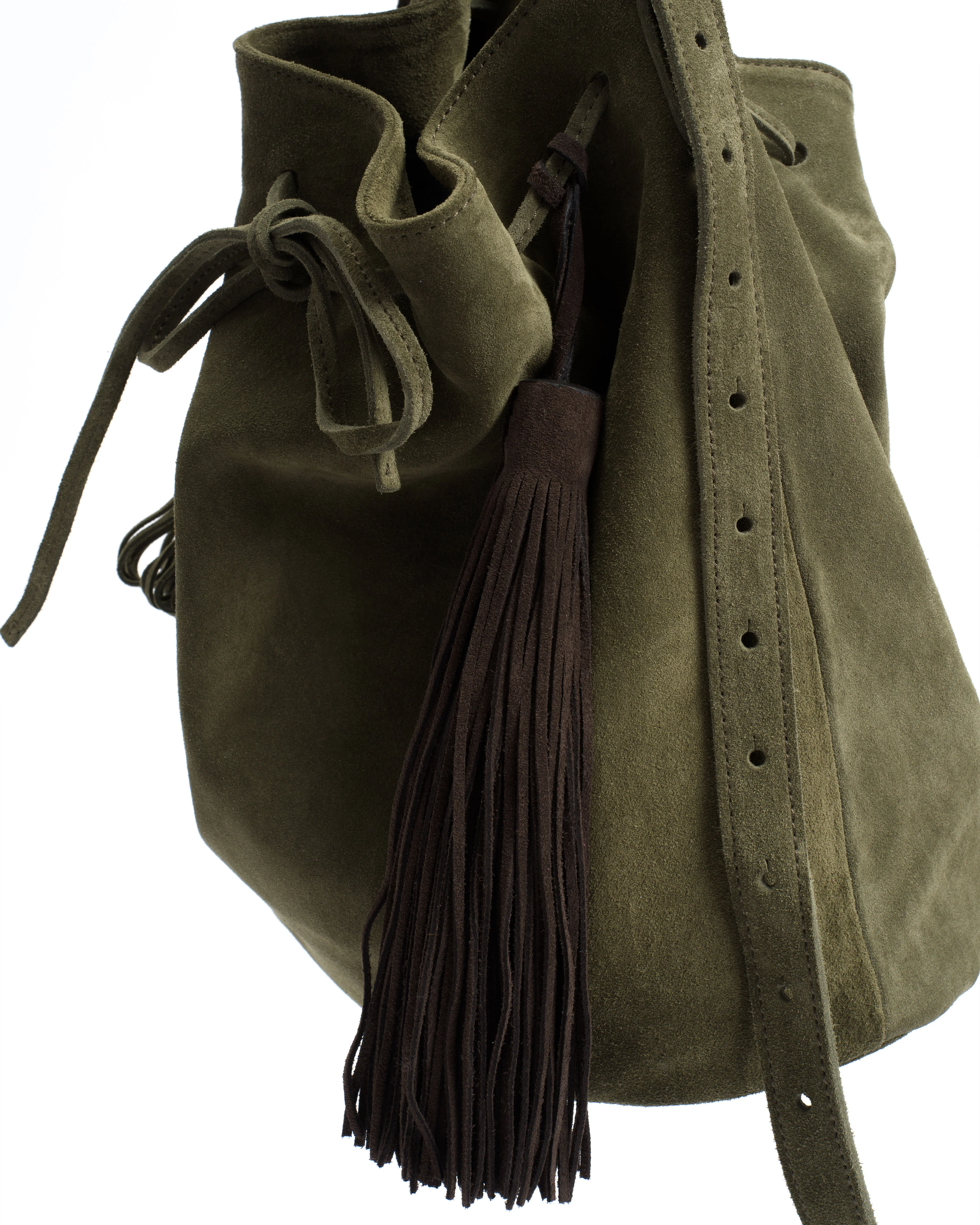 Langley fringe keyring Calf suede Coffee brown - Image 4