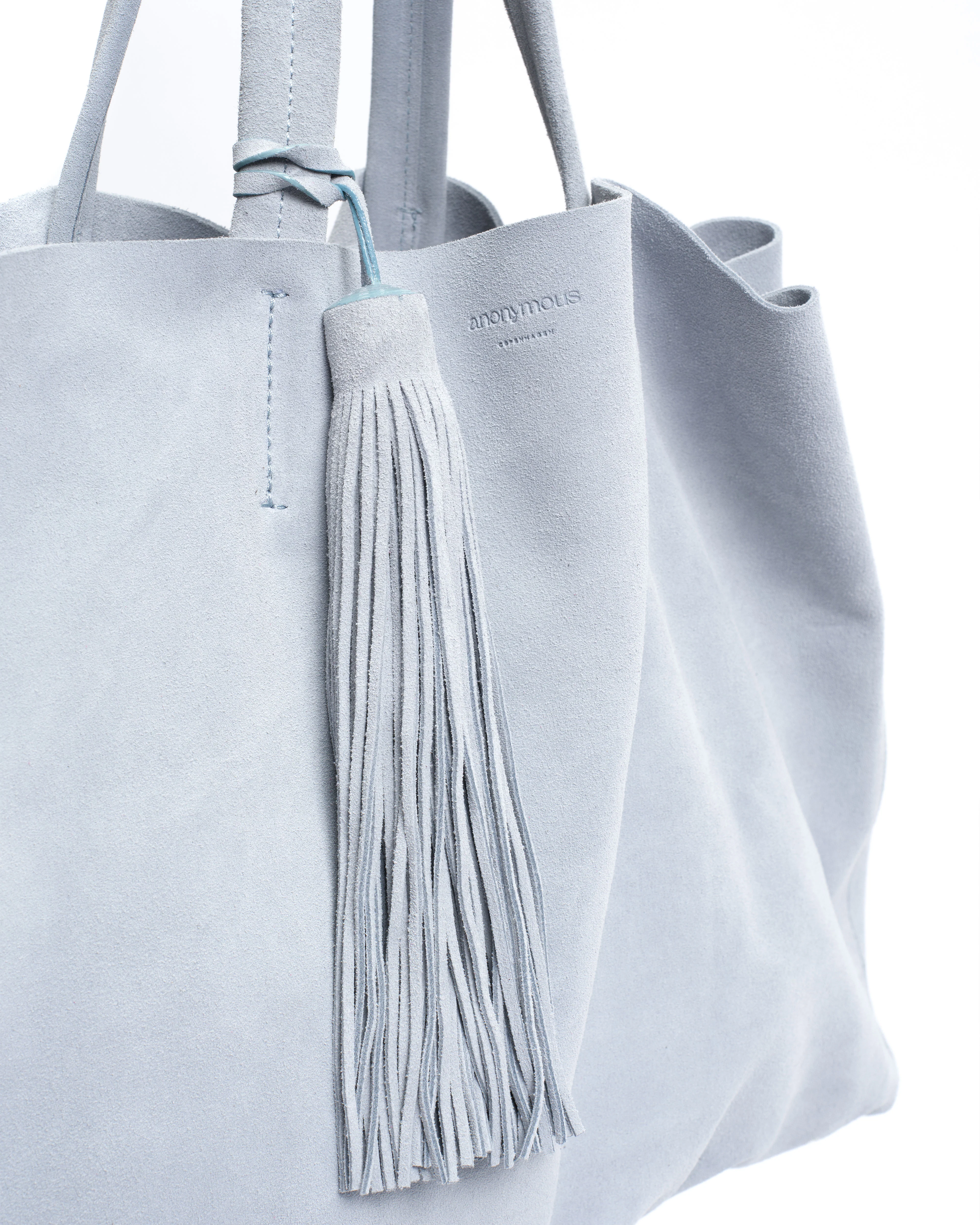 Langley fringe keyring Calf suede Lichen blue - Image 4