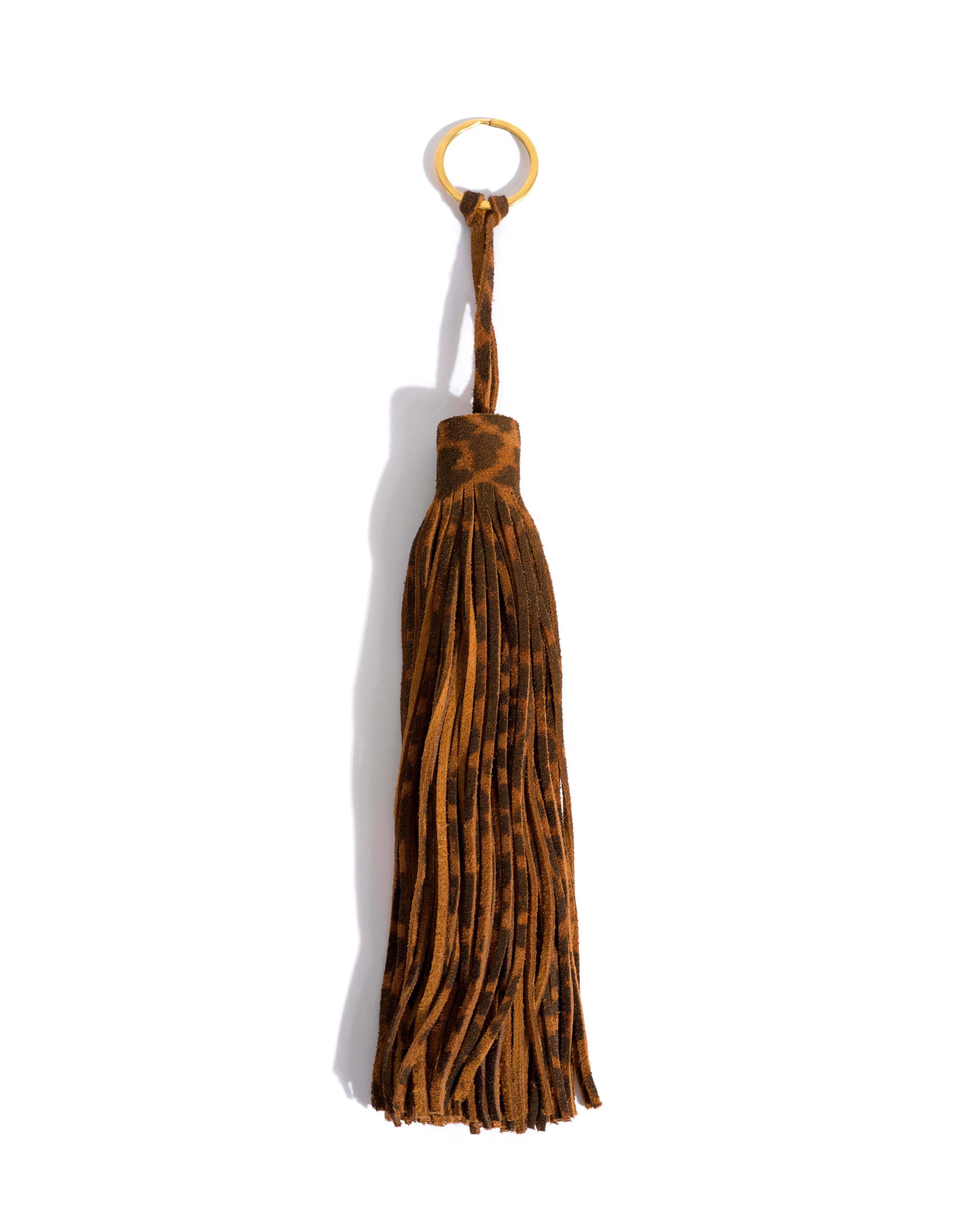 Langley fringe keyring Calf suede print Leopard - Image 3