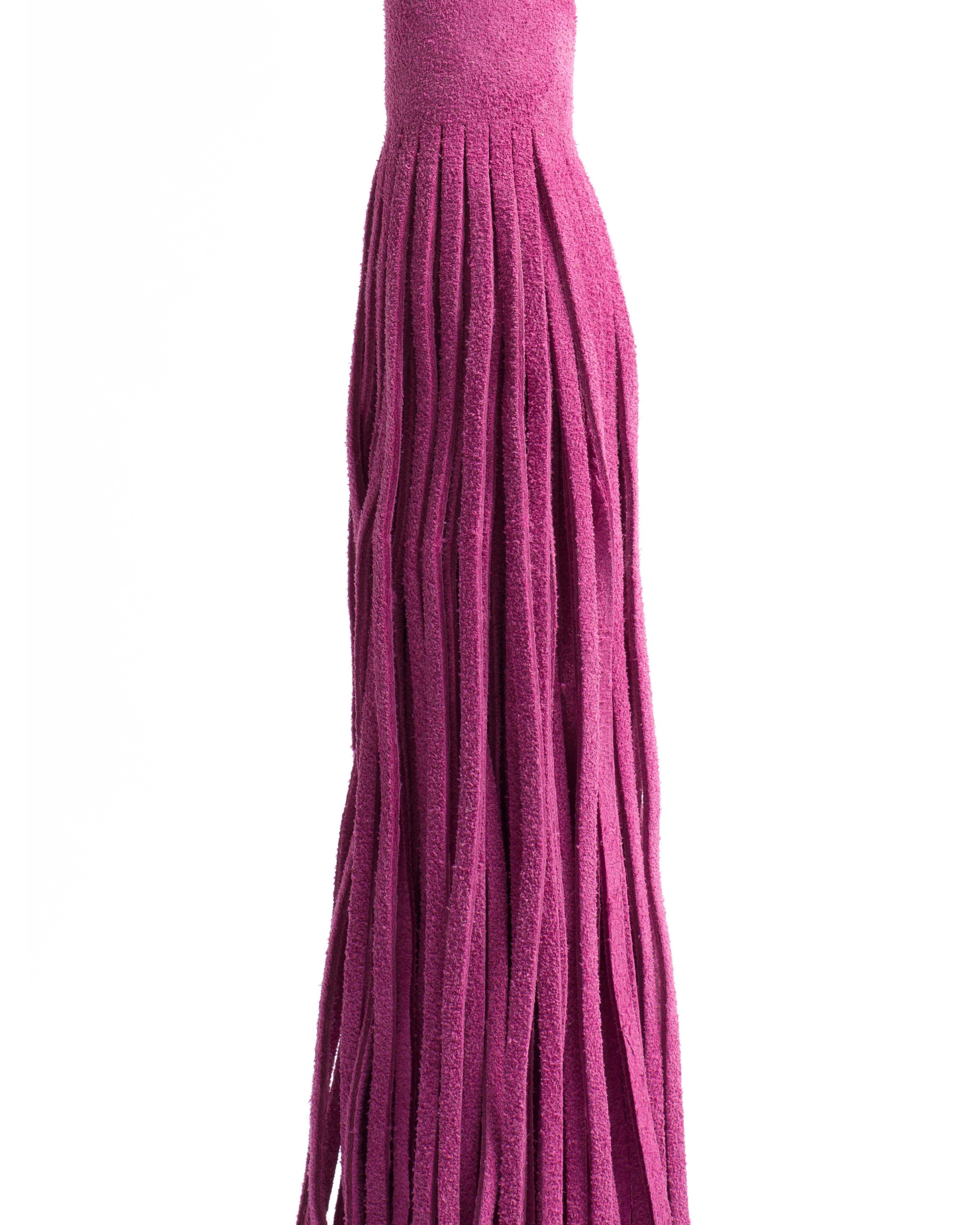 Langley fringe keyring Calf suede Raspberry sorbet - Image 3