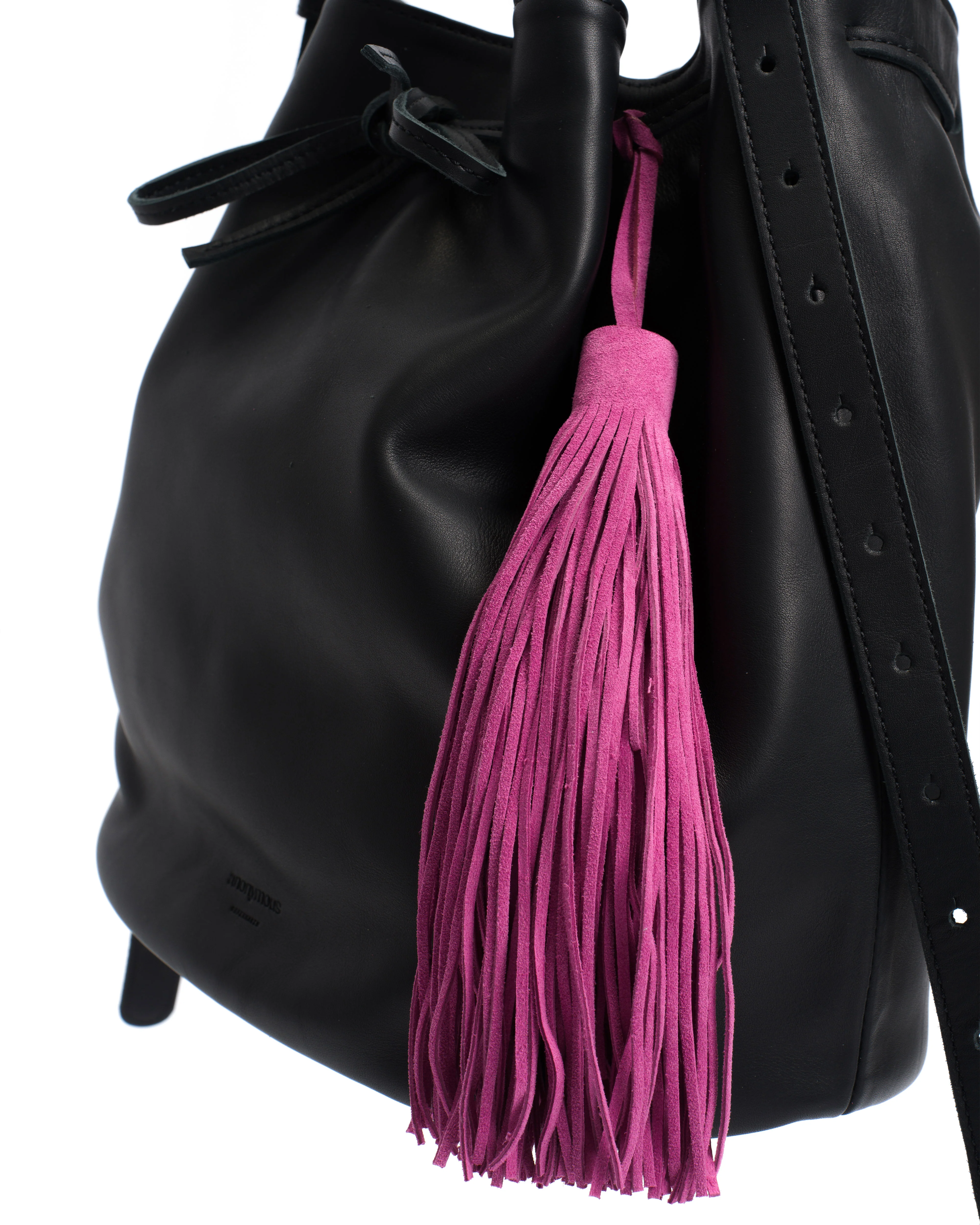 Langley fringe keyring Calf suede Raspberry sorbet - Image 4