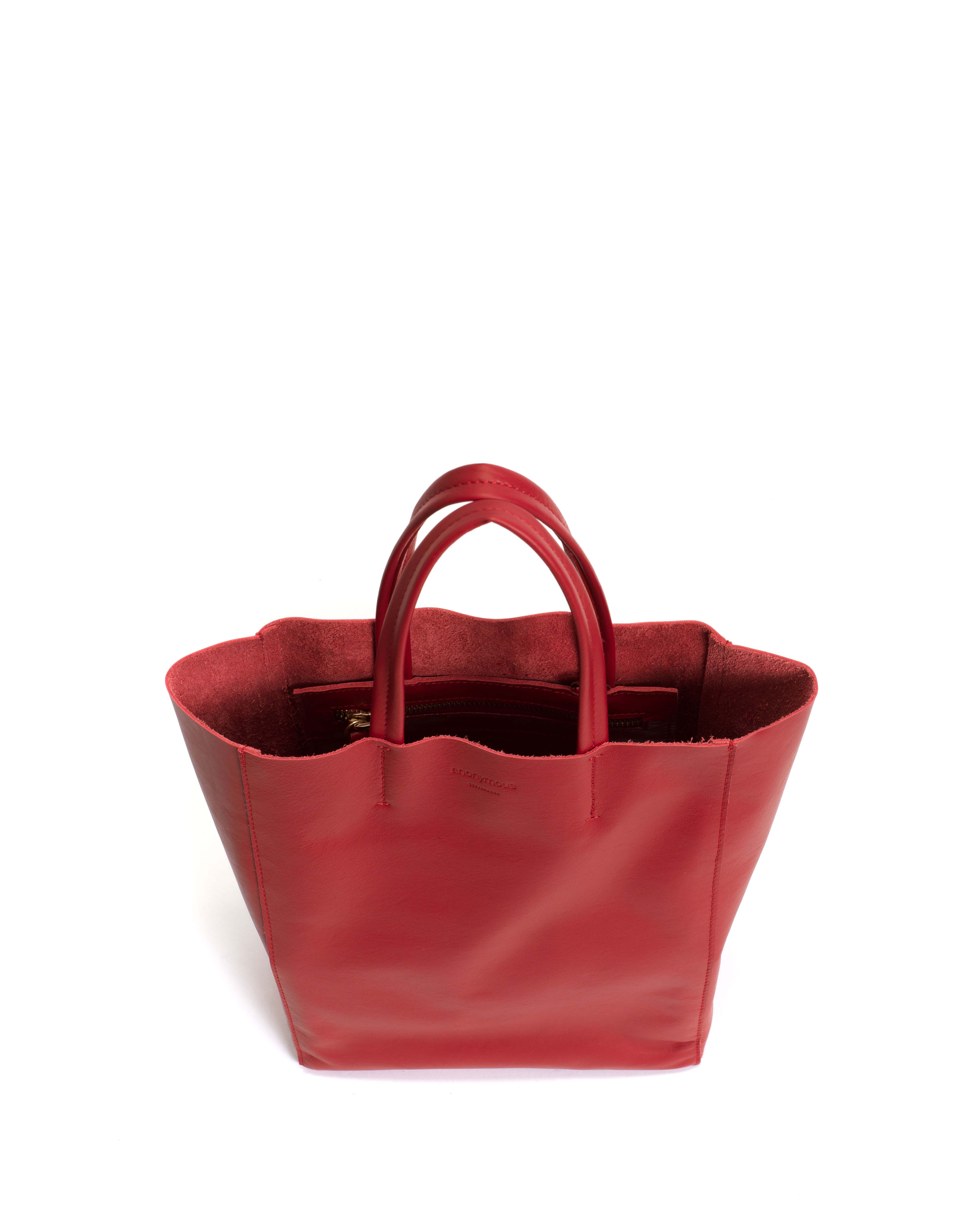 Linea shopper Soft calf Ruby red - Image 3