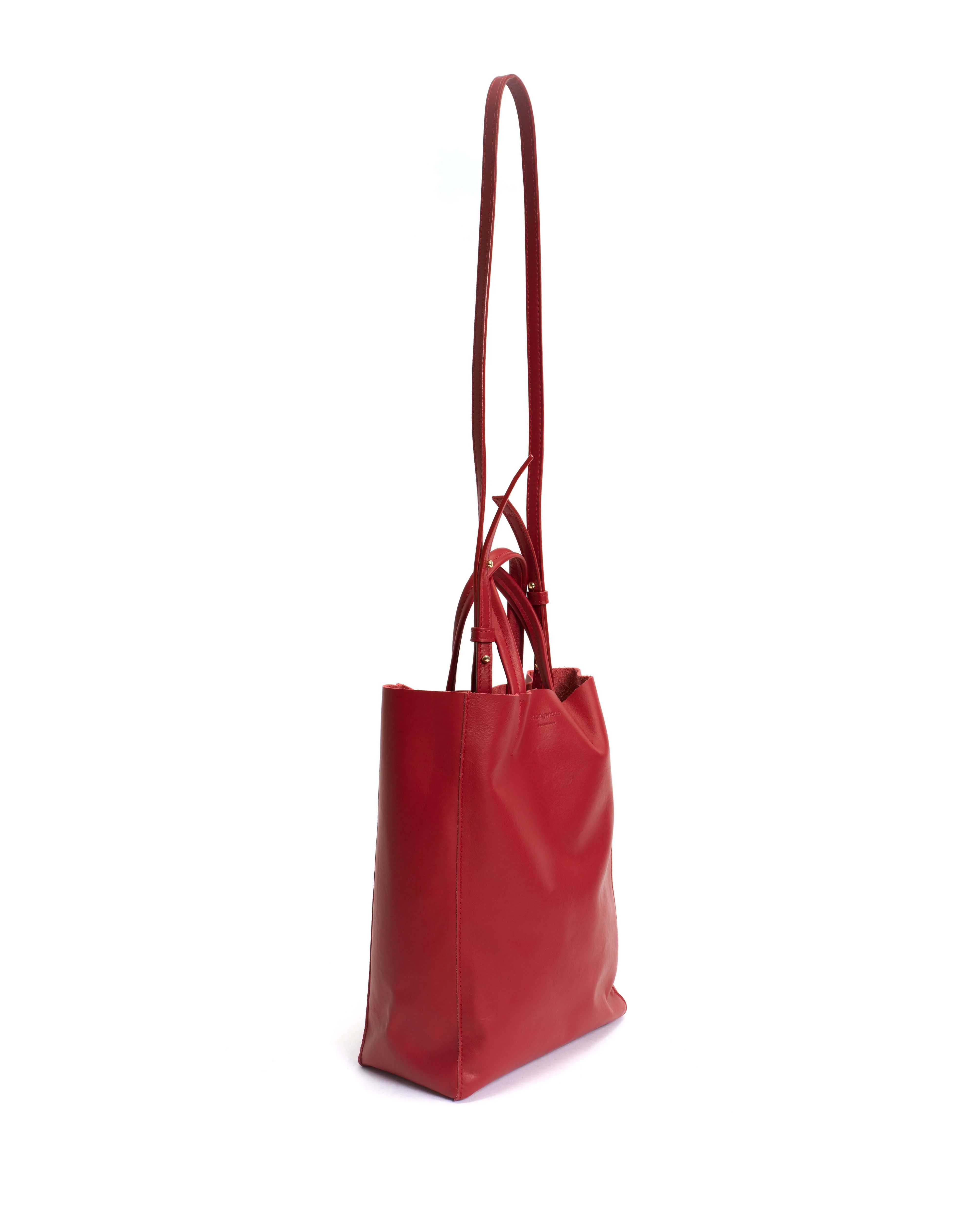 Linea shopper Soft calf Ruby red - Image 5