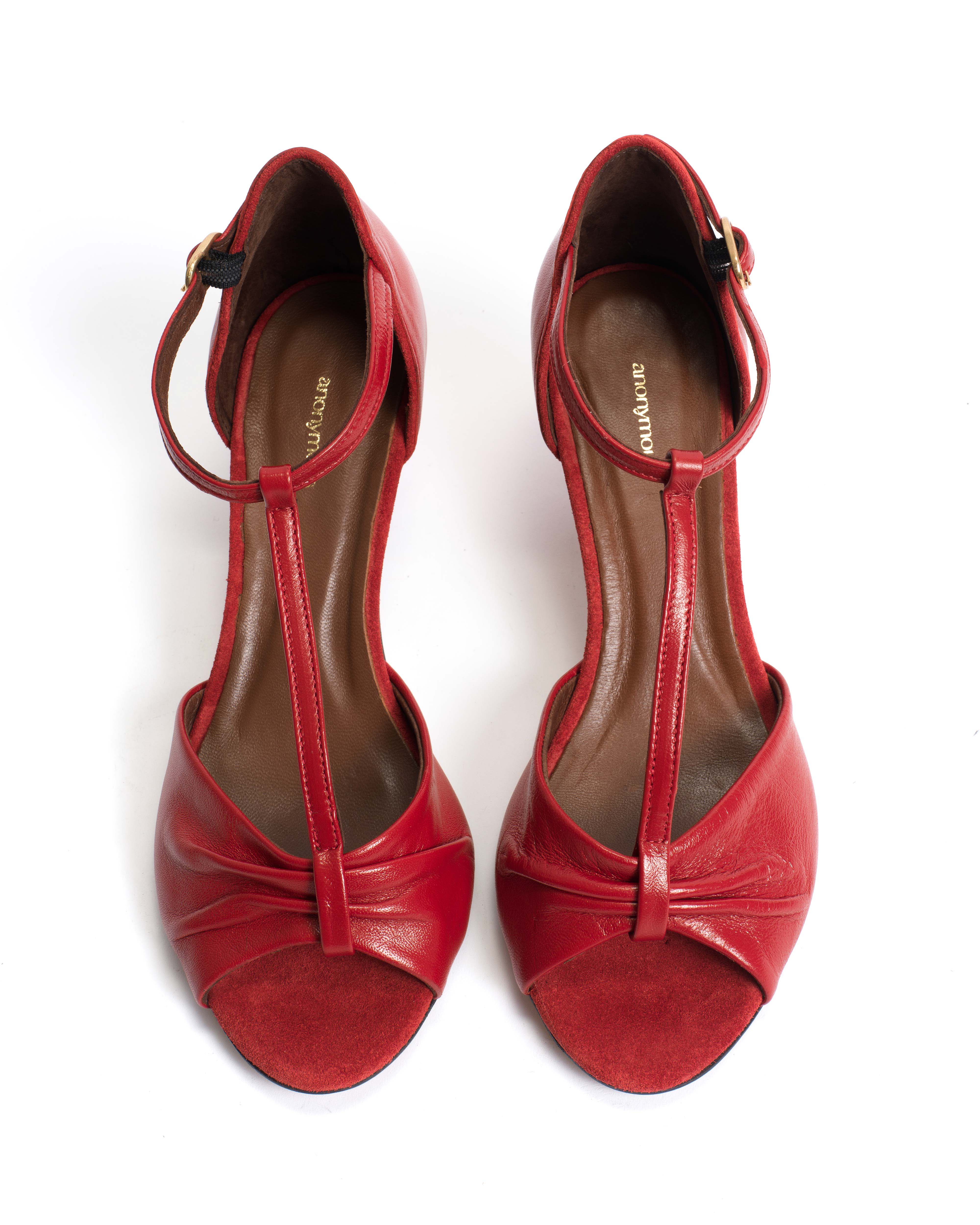 Linette 50 stiletto Shiny lamb Ruby red - Image 3