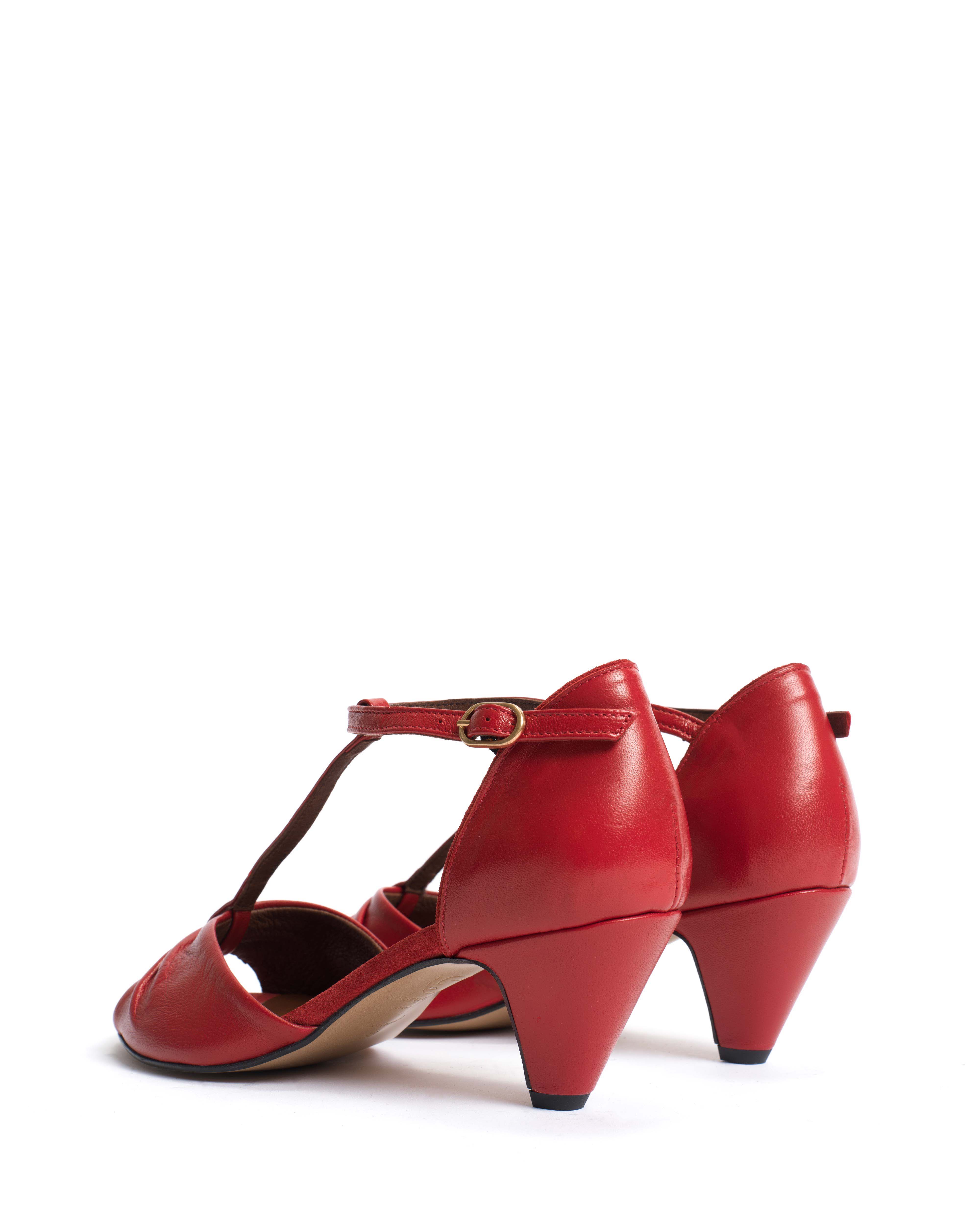 Linette 50 stiletto Shiny lamb Ruby red - Image 4