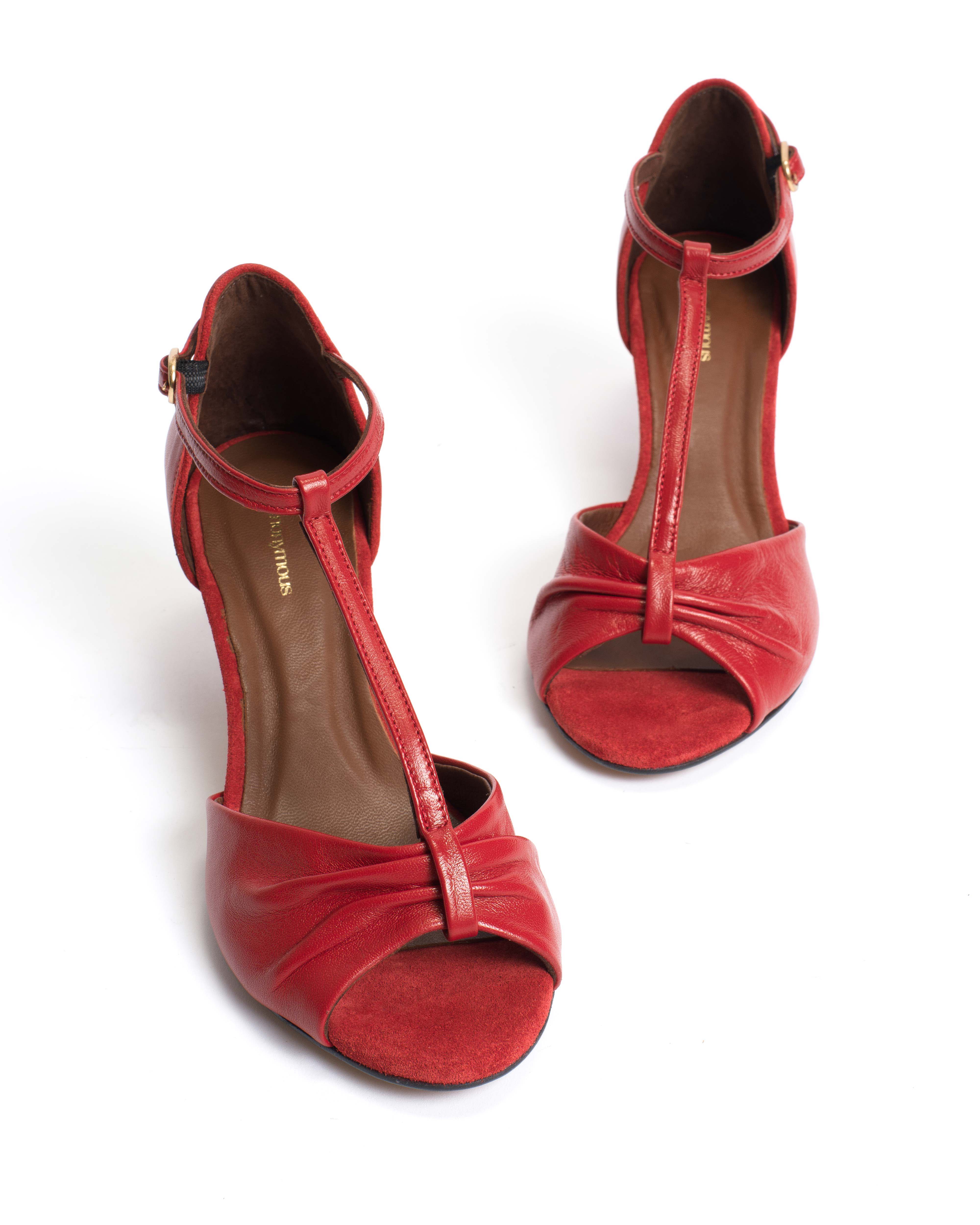 Linette 50 stiletto Shiny lamb Ruby red - Image 5