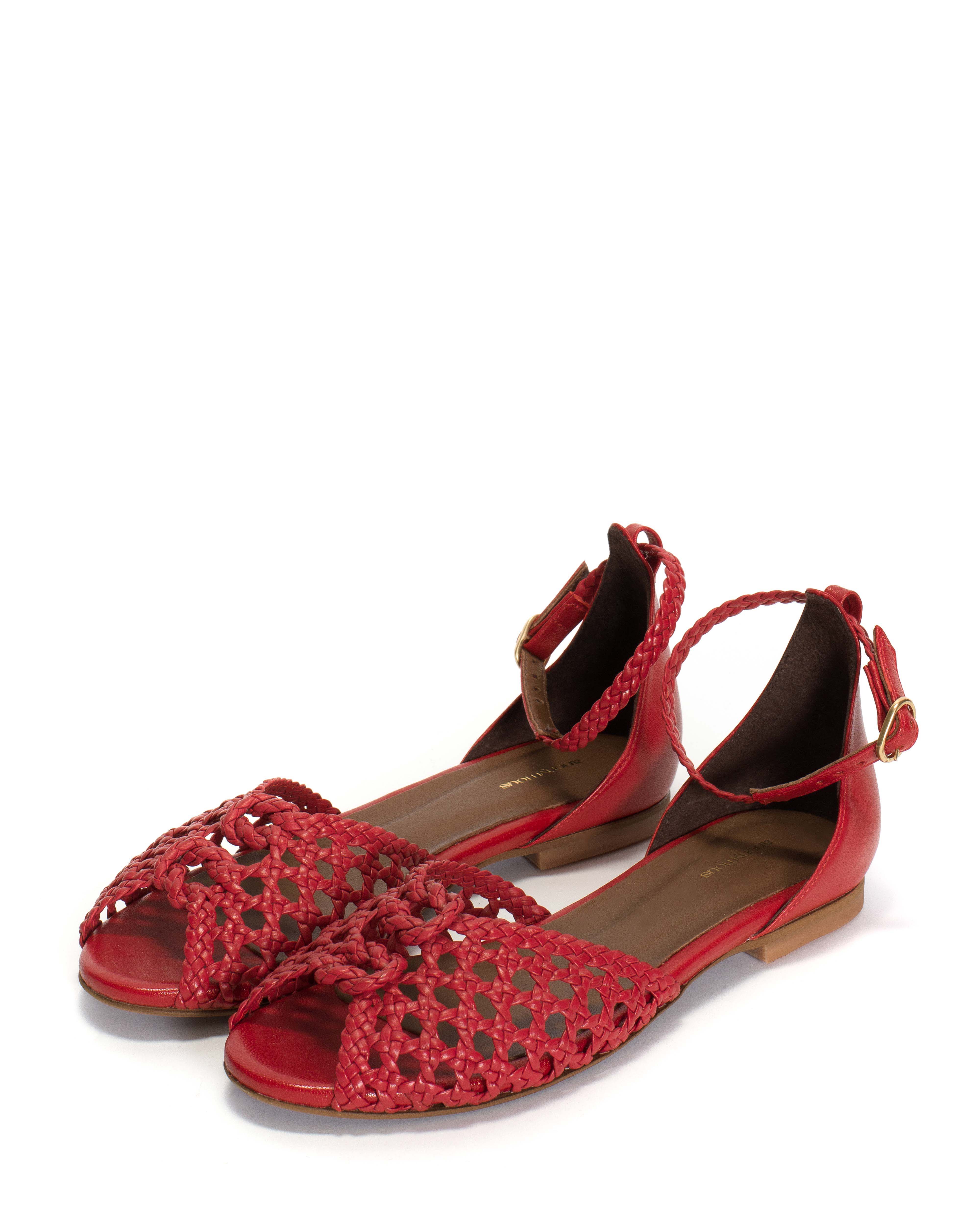Lucy 10 hand-braided Hand-braided leather Ruby red - Image 2