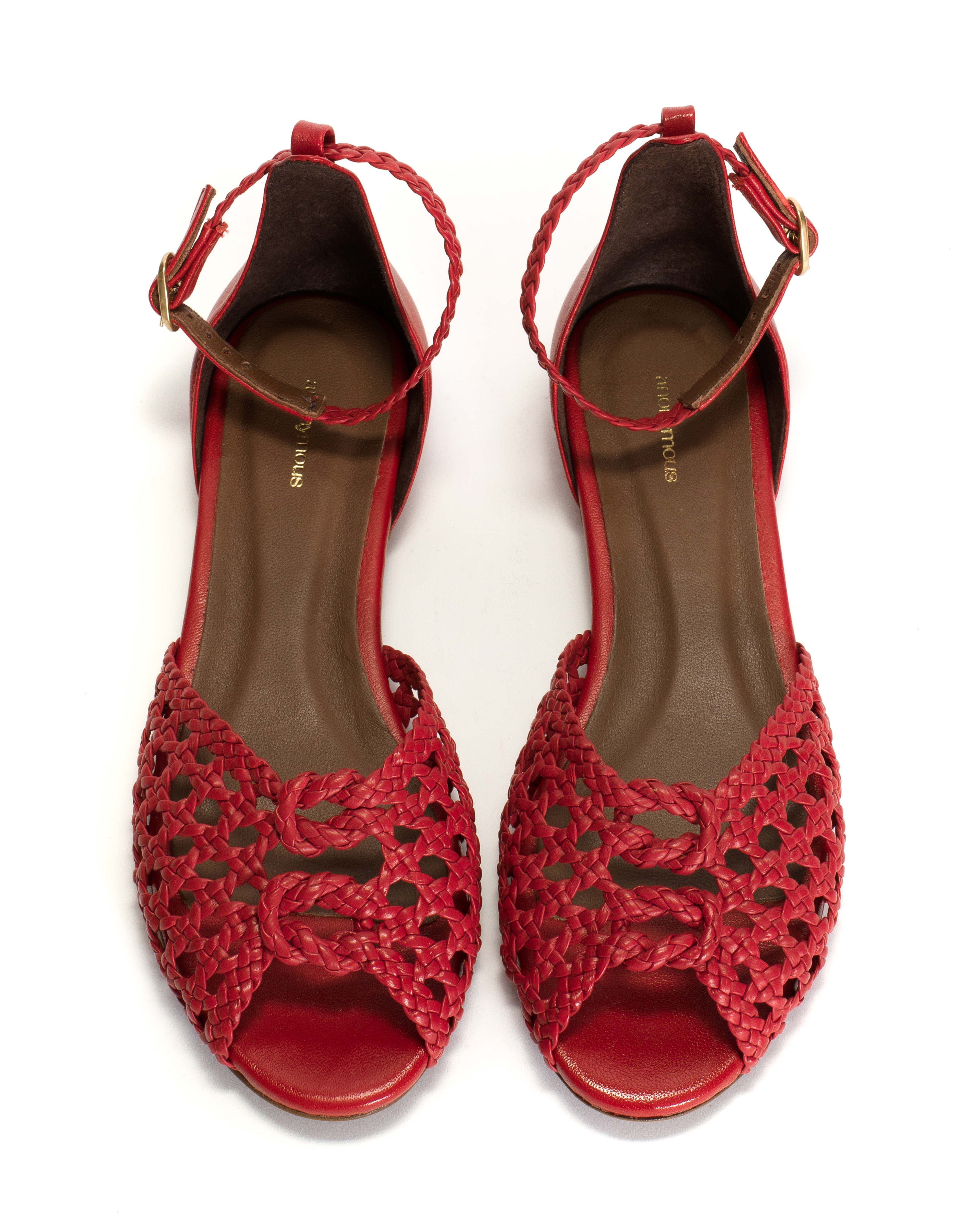 Lucy 10 hand-braided Hand-braided leather Ruby red - Image 3