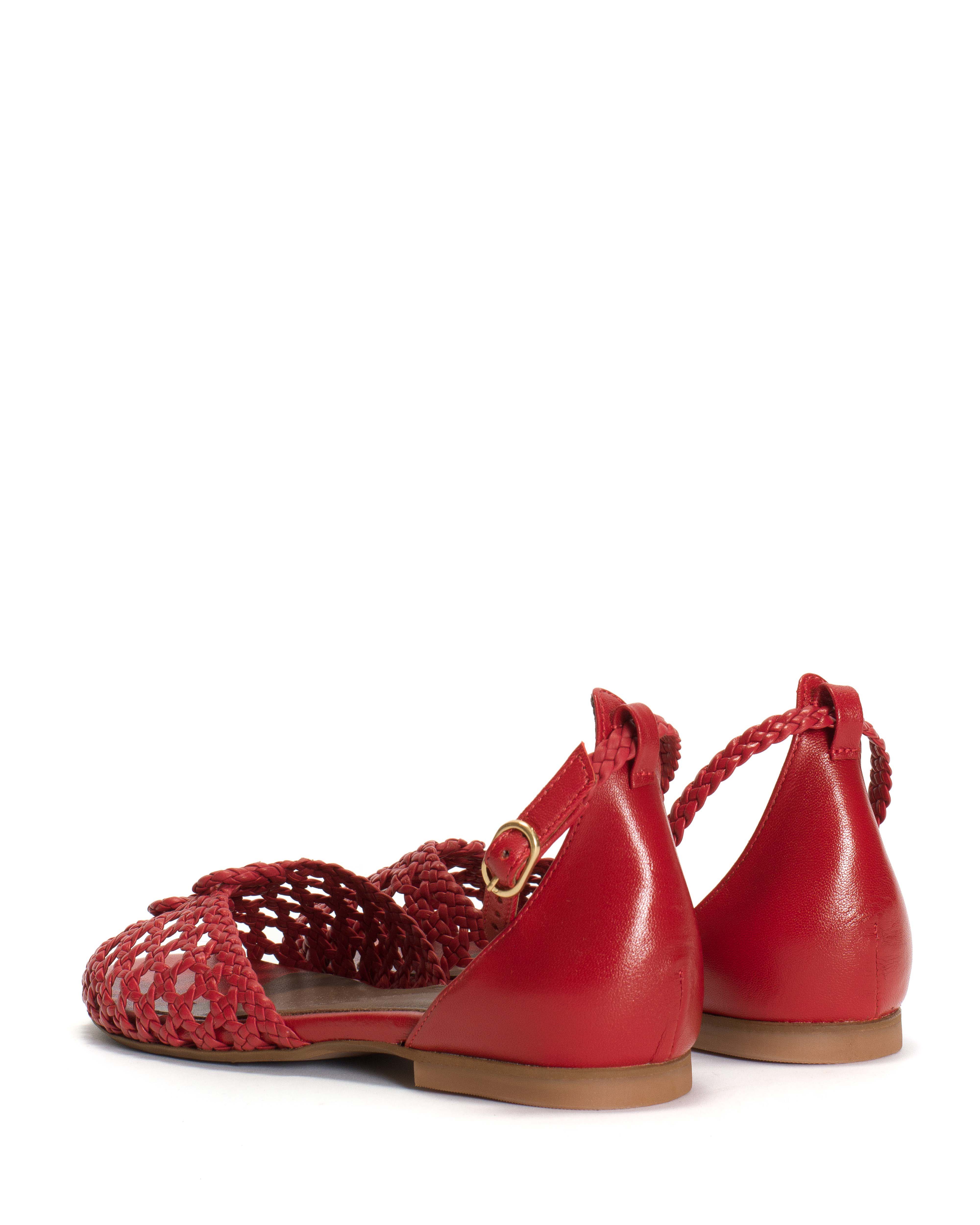 Lucy 10 hand-braided Hand-braided leather Ruby red - Image 4