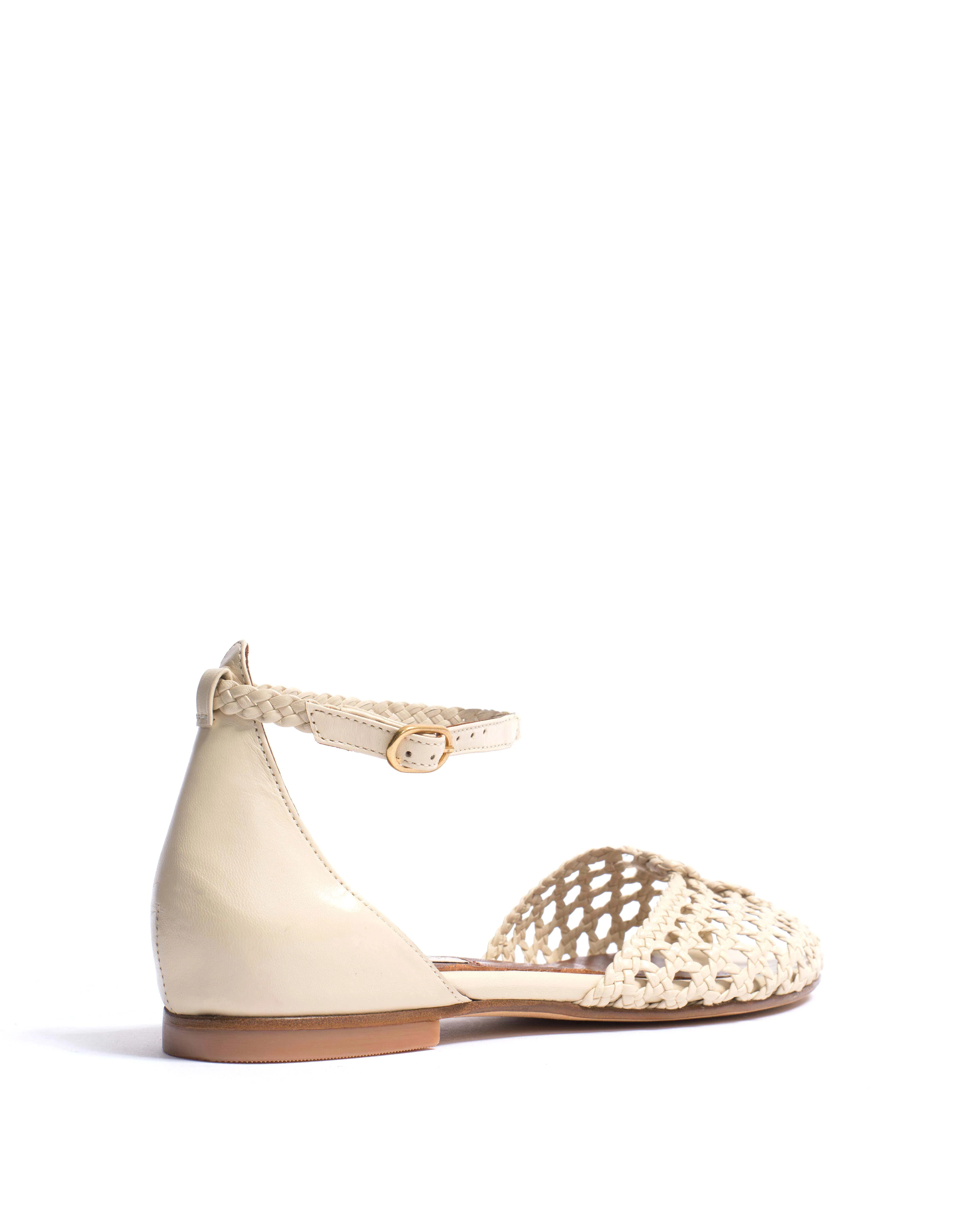 Lucy 10 hand-braided Hand-braided leather White sand - Image 3