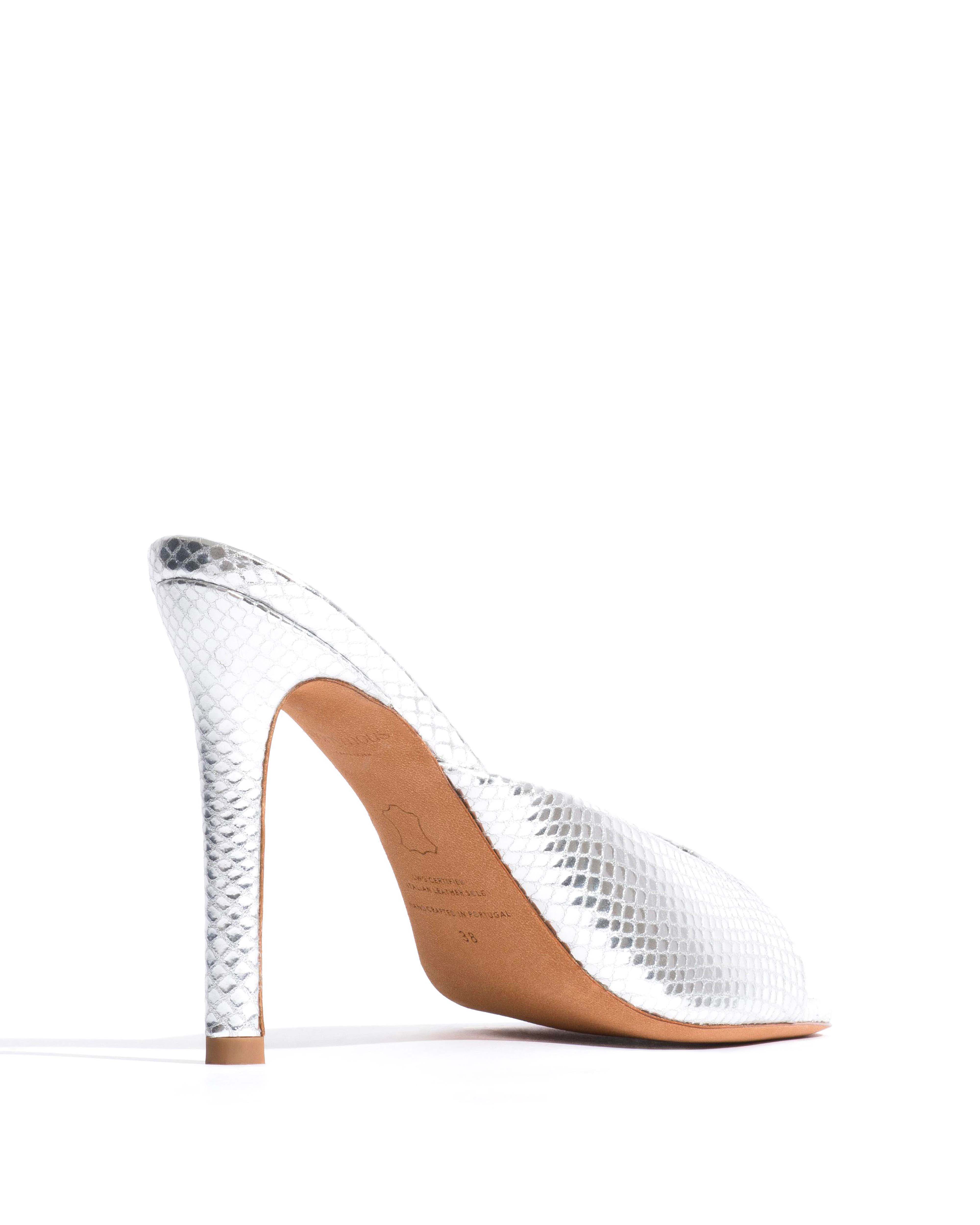 Mazy 100 Snake metallic calf Silver - Image 4