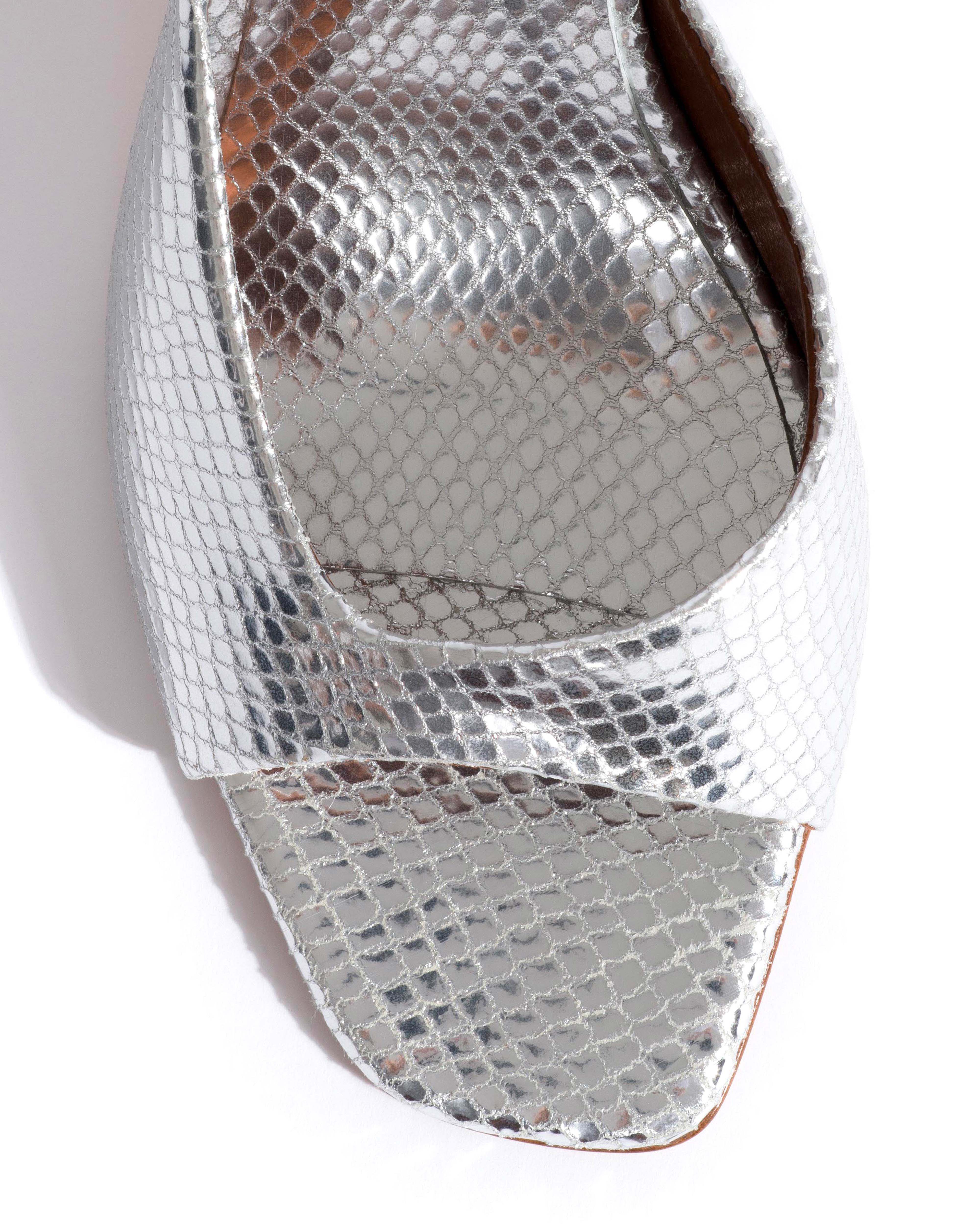 Mazy 100 Snake metallic calf Silver - Image 6