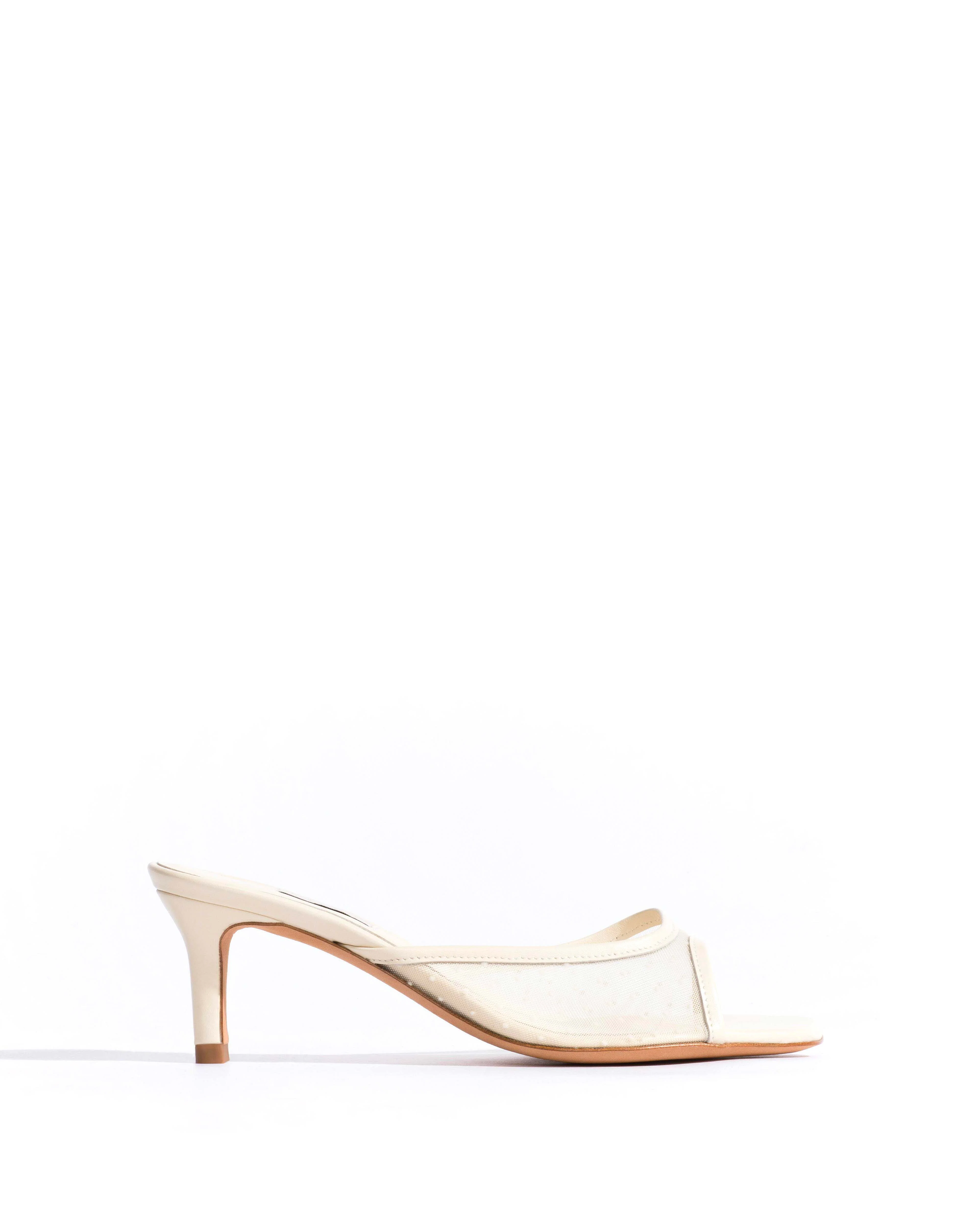 Mazy 55 mesh Shiny lamb & dot velvet mesh White sand