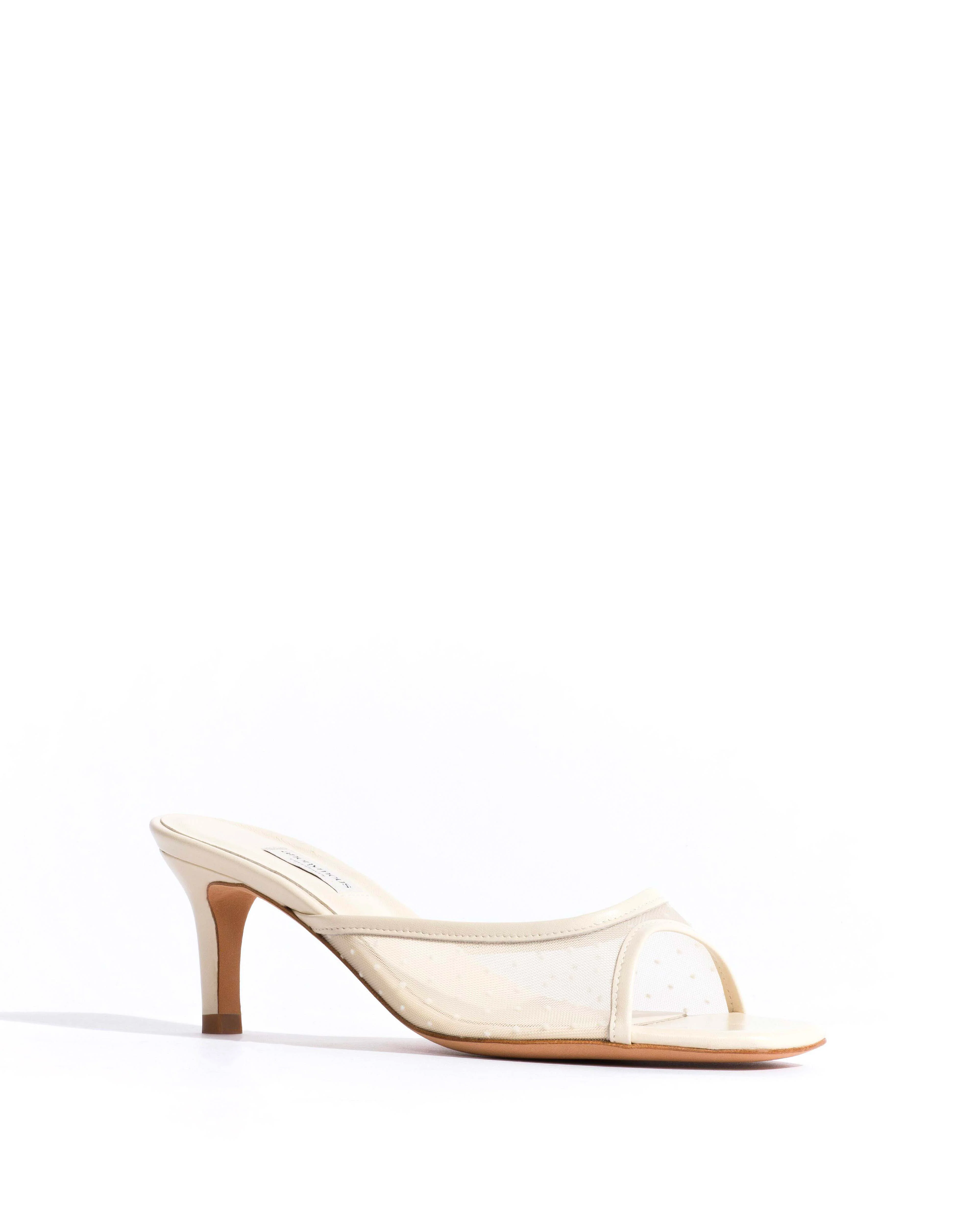 Mazy 55 mesh Shiny lamb & dot velvet mesh White sand - Image 2