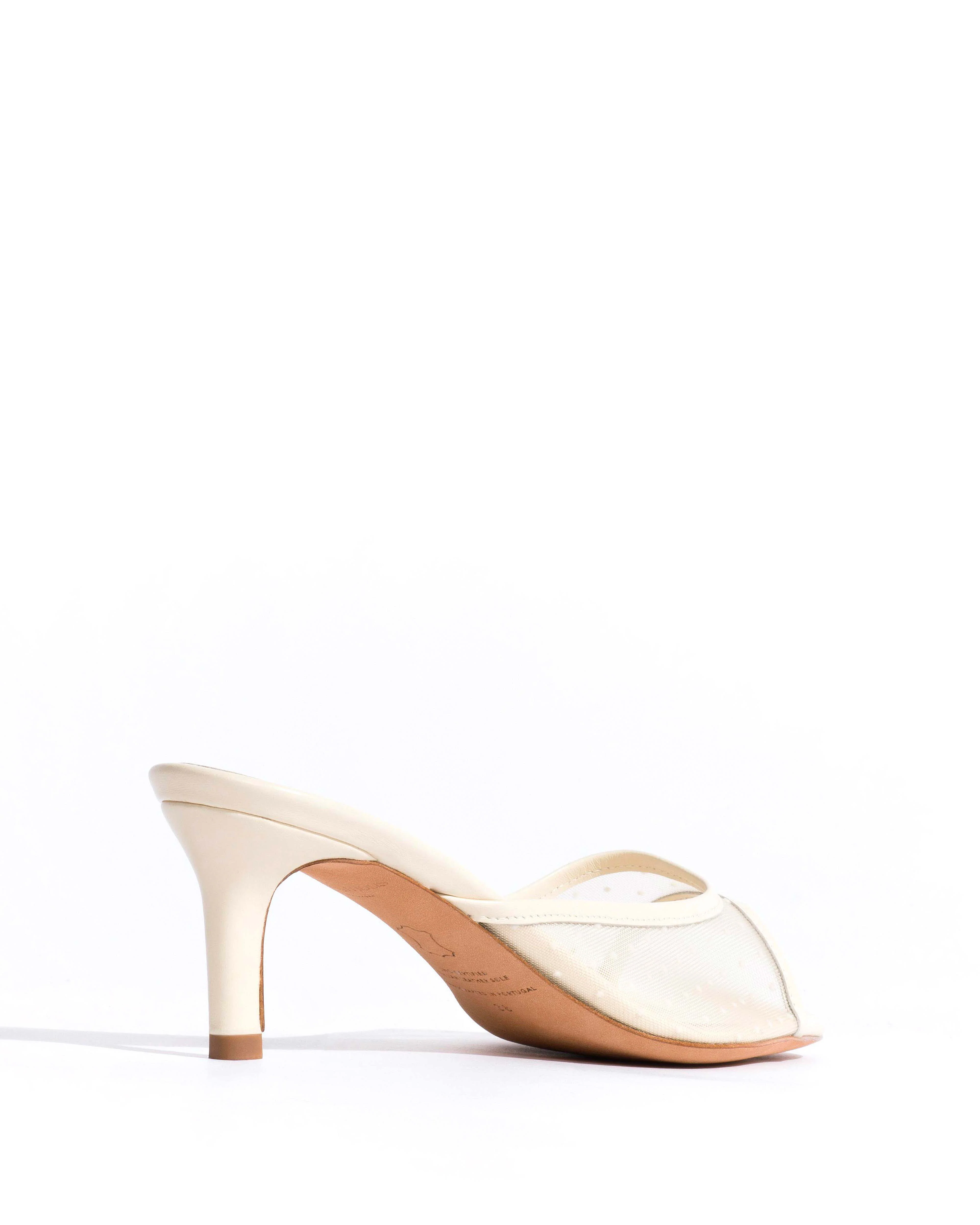 Mazy 55 mesh Shiny lamb & dot velvet mesh White sand - Image 3