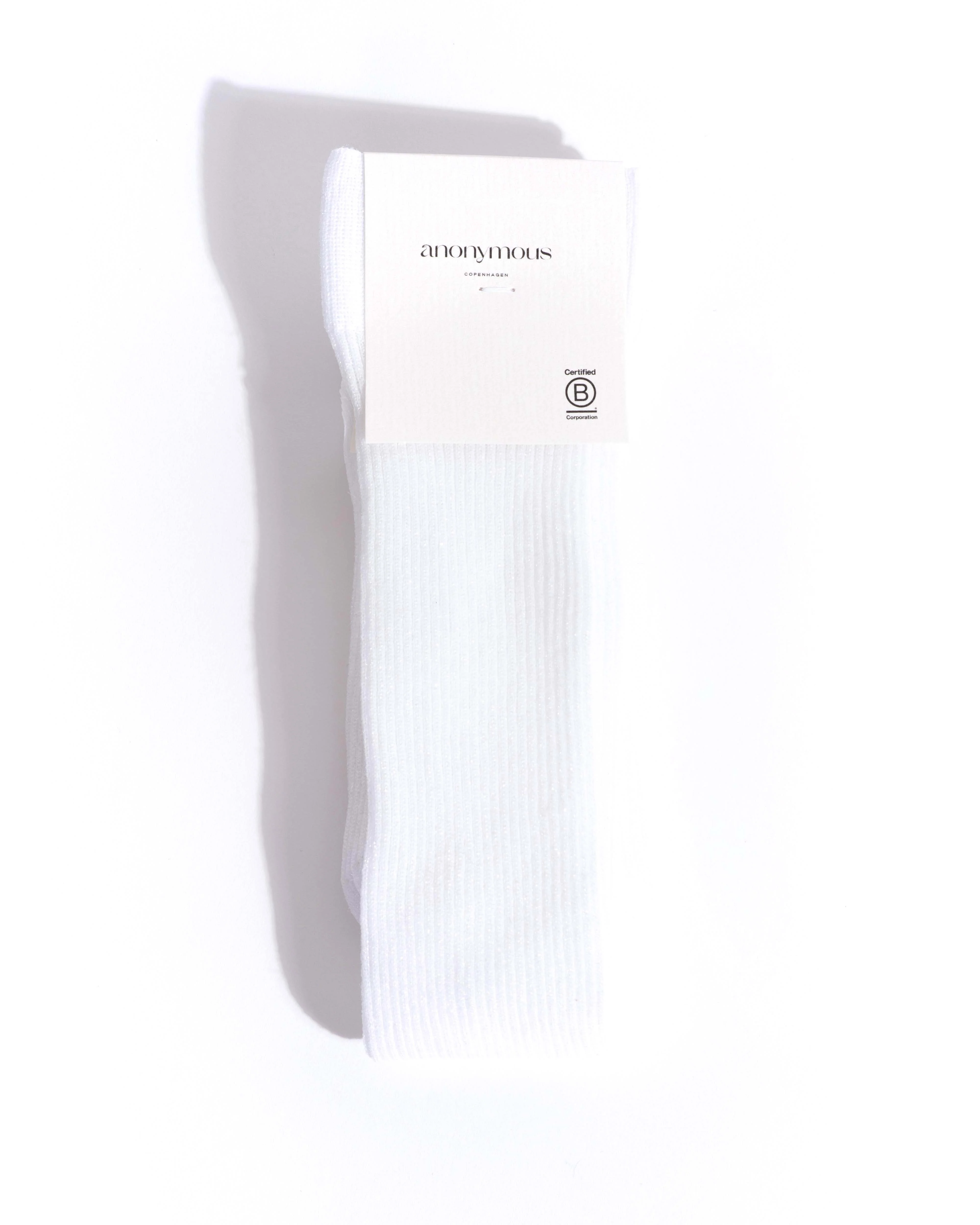 Noa mid calf glitter socks 52% nylon 48% polyester Cream - Image 4