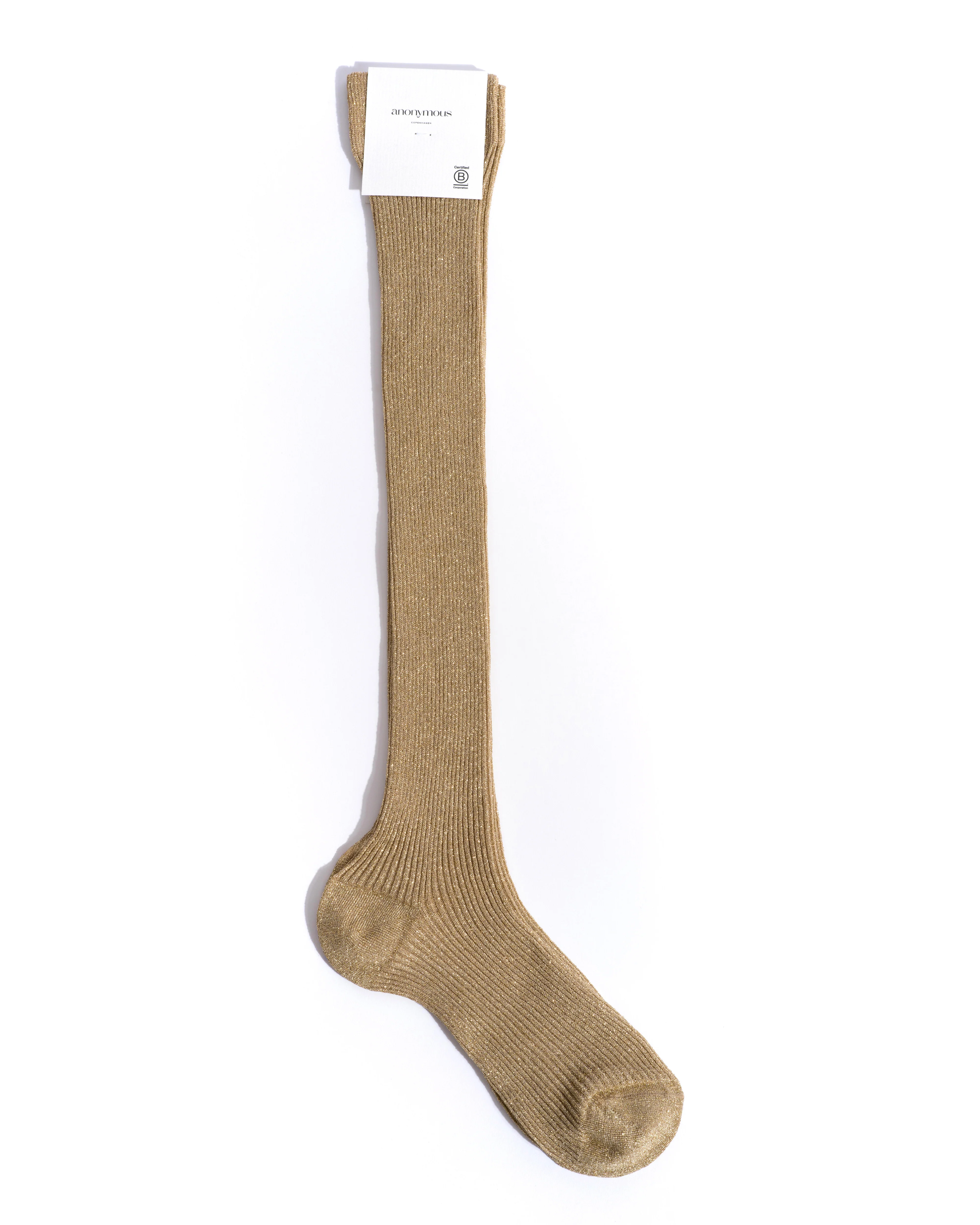 Noa mid calf glitter socks 52% nylon 48% polyester Gold - Image 4