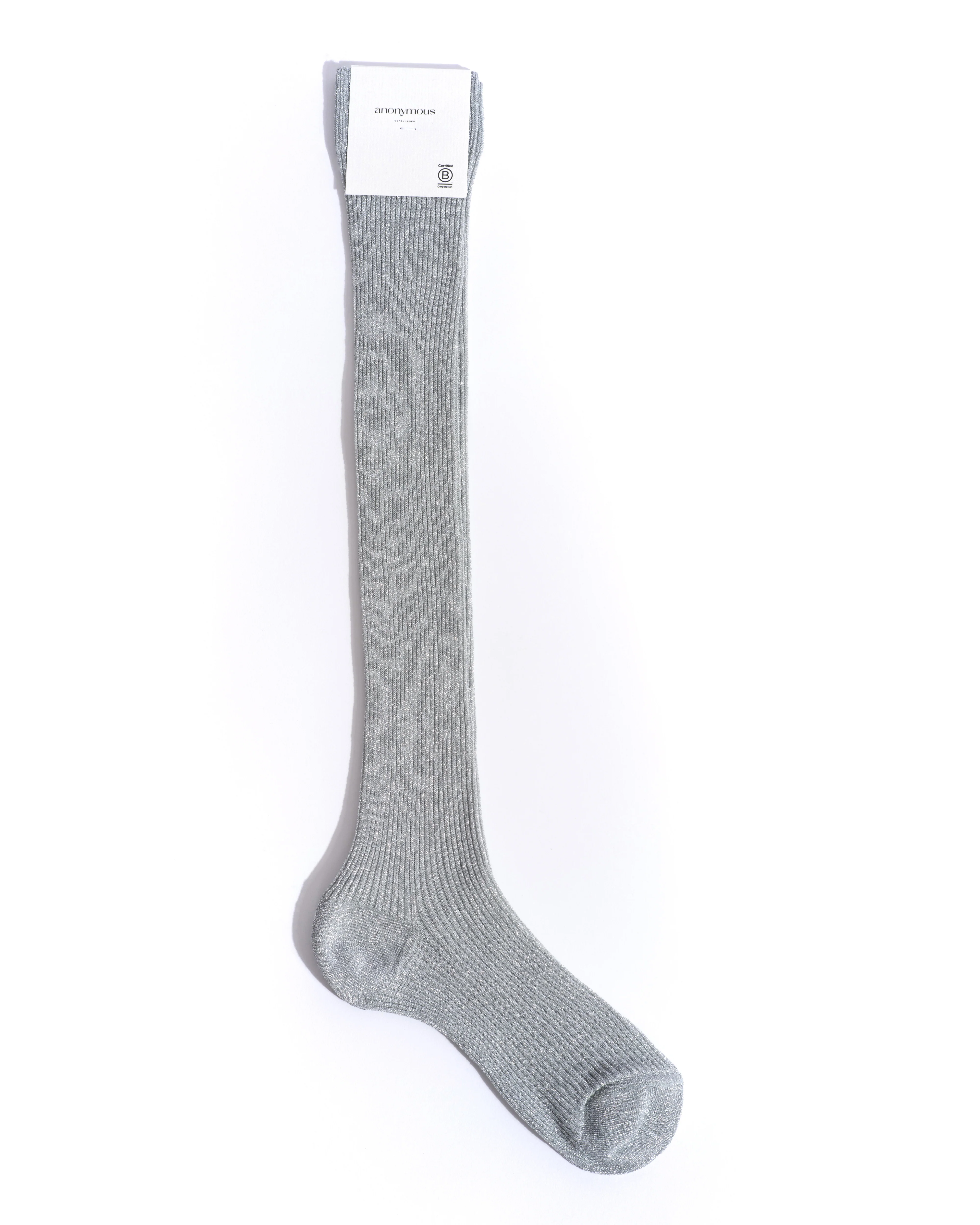 Noa mid calf glitter socks 52% nylon 48% polyester Silver - Image 4
