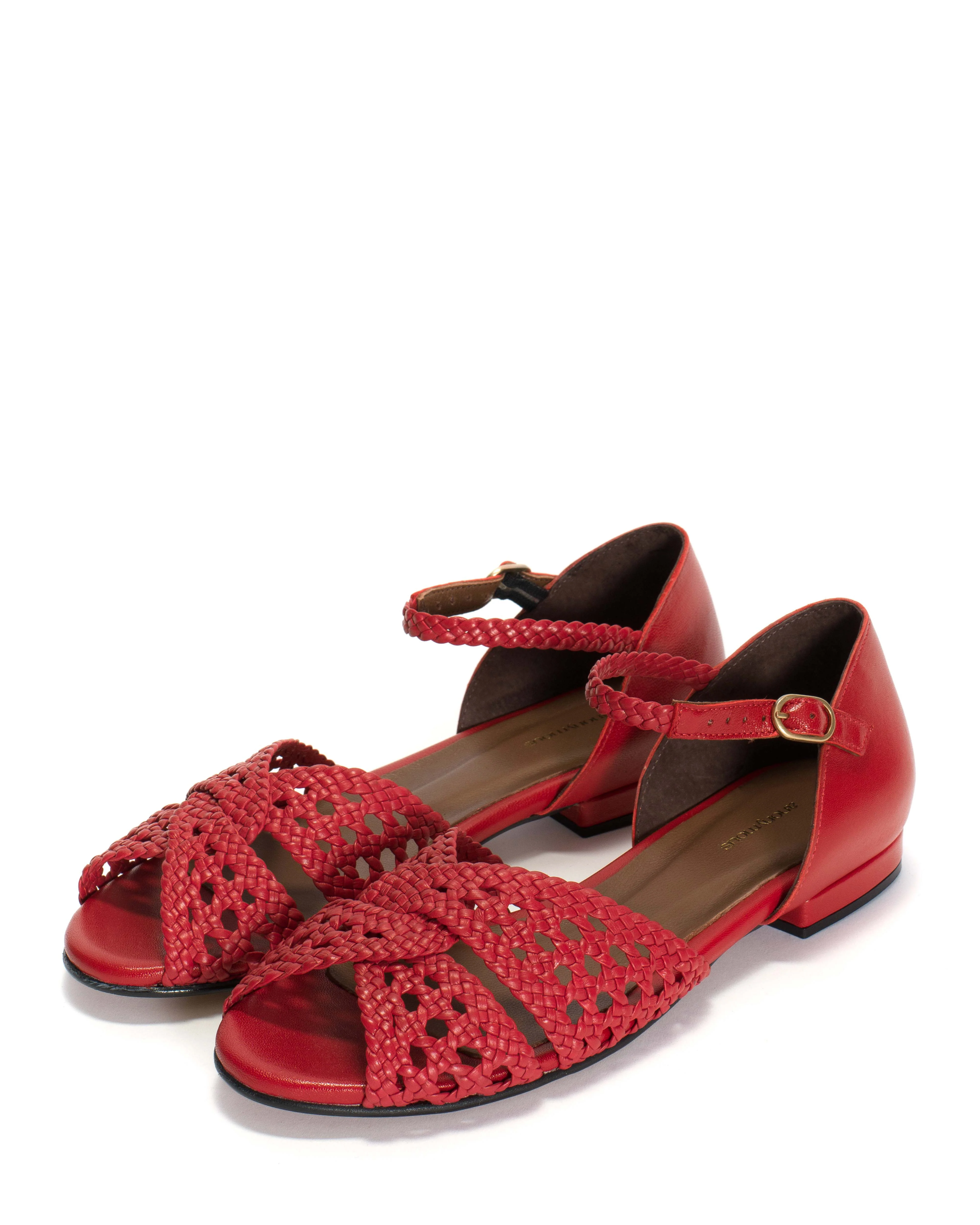 Olina 20 Hand-braided leather Ruby red - Image 2