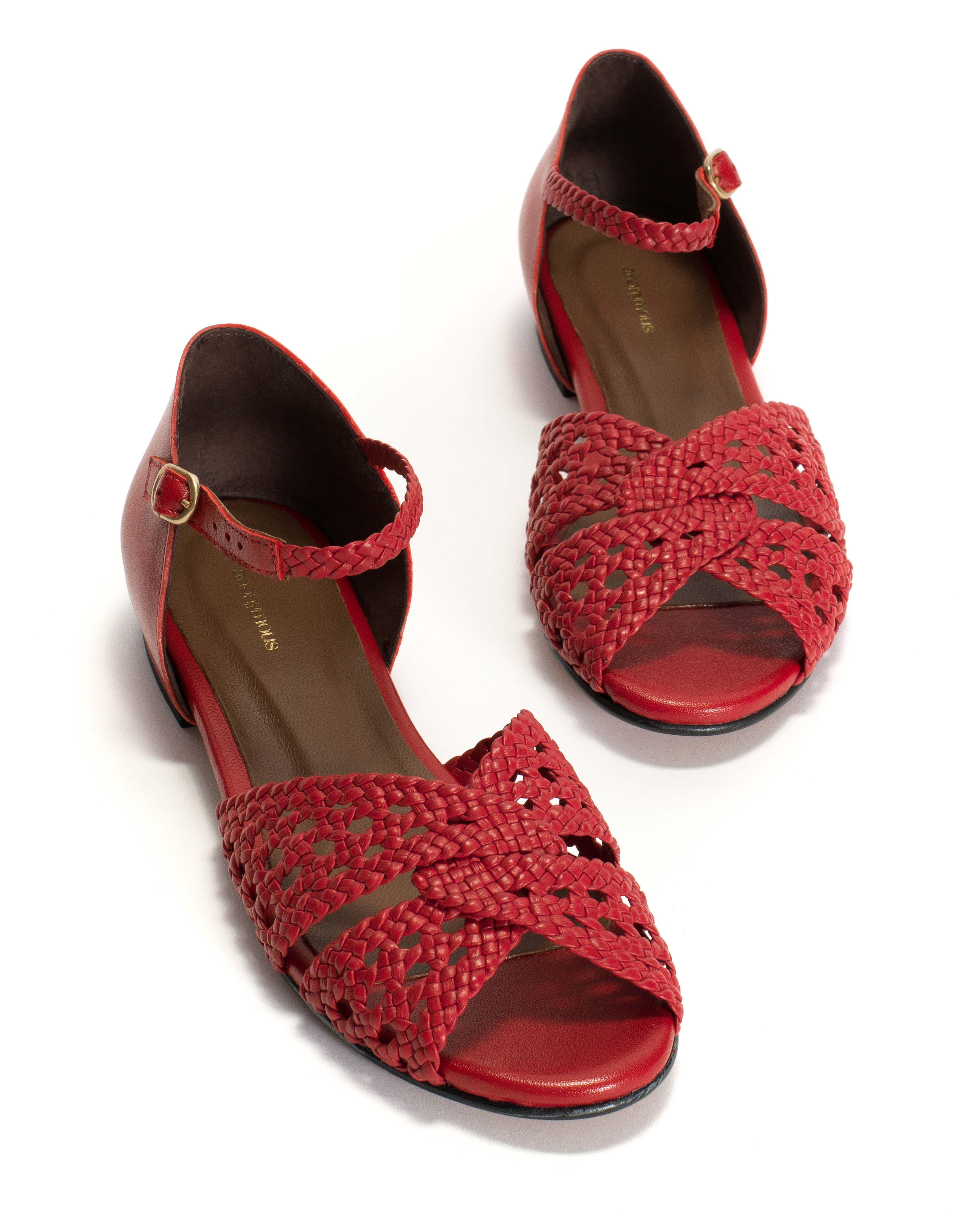 Olina 20 Hand-braided leather Ruby red - Image 6