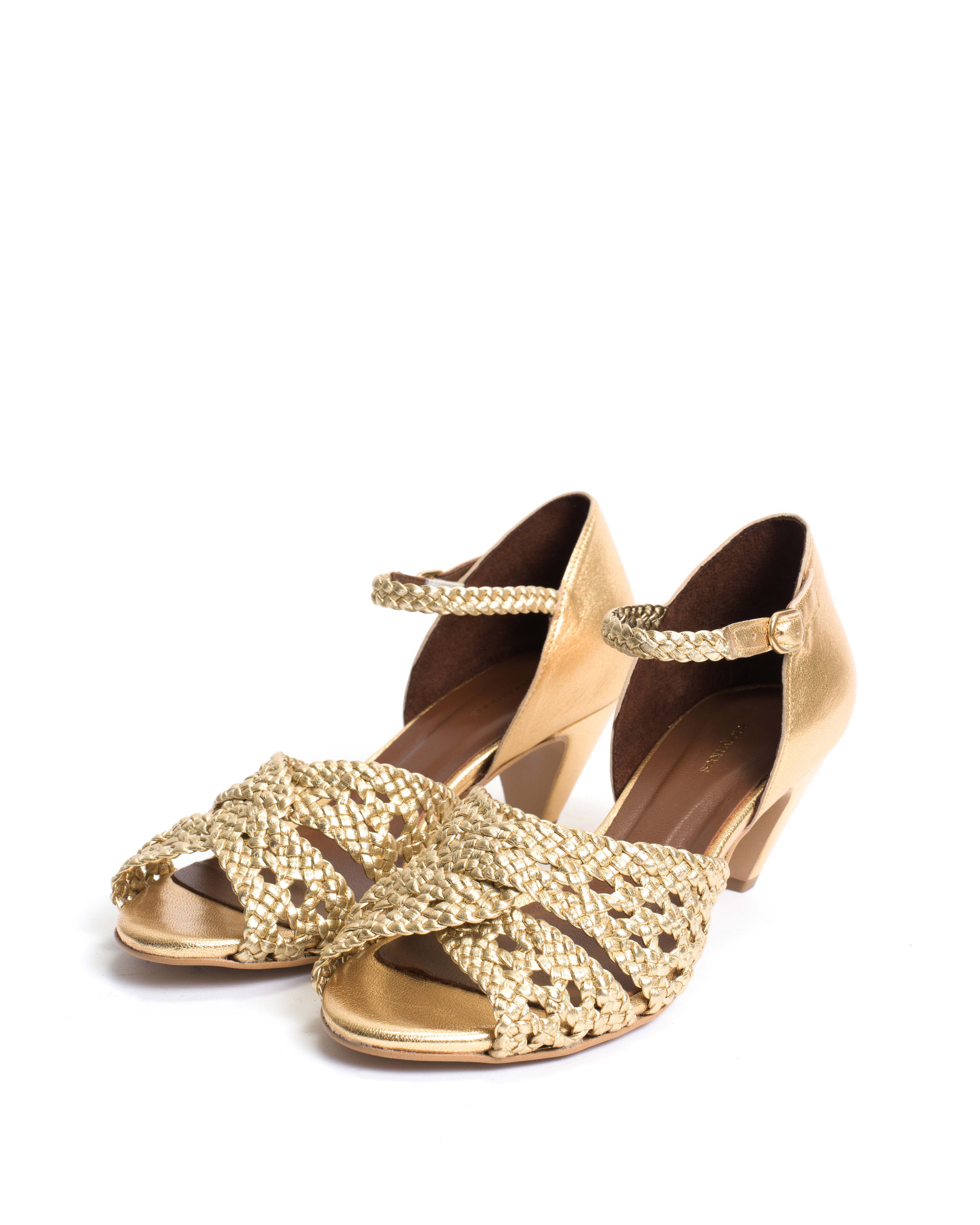 Olina 50 stiletto Hand-braided leather Gold - Image 2