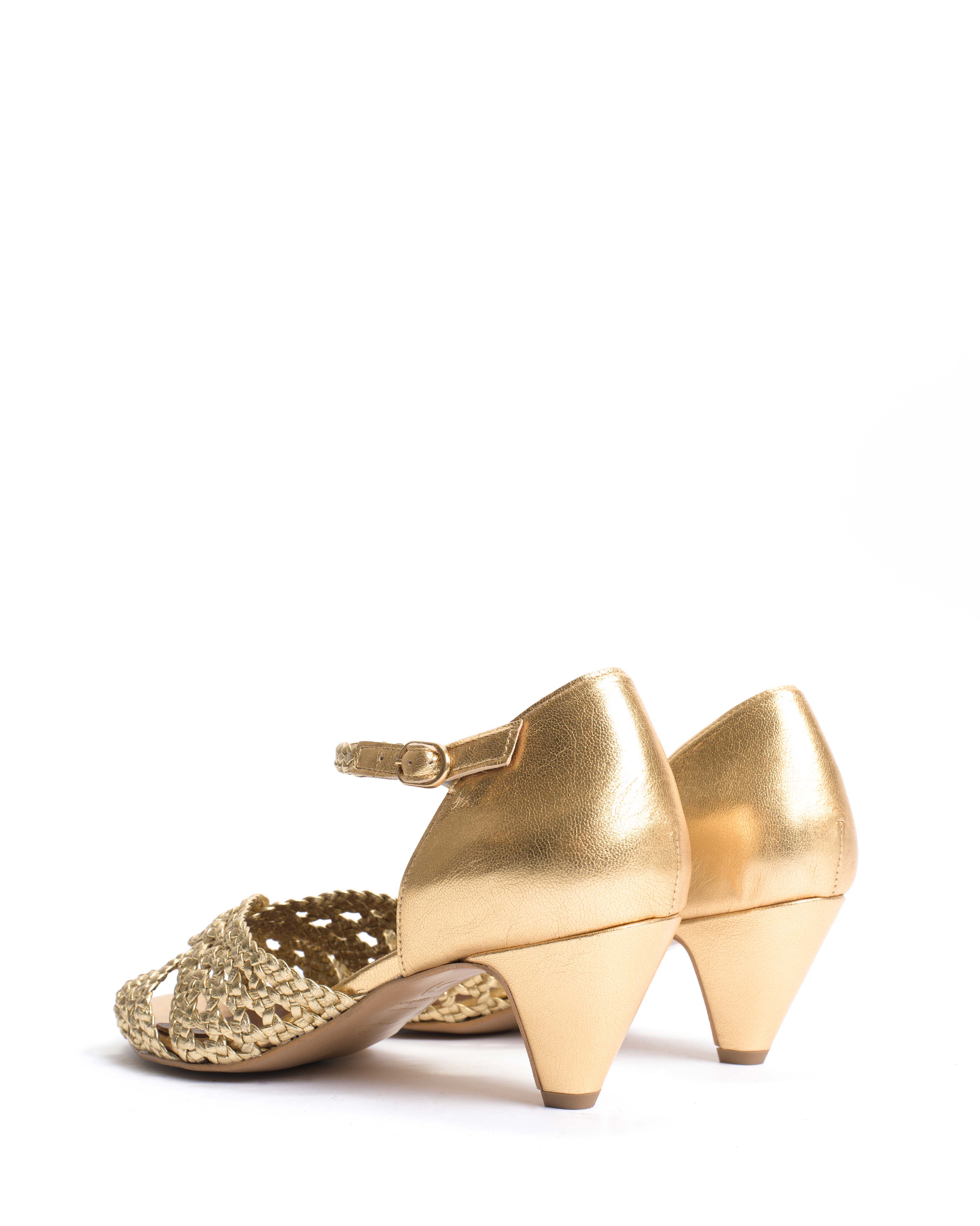 Olina 50 stiletto Hand-braided leather Gold - Image 4