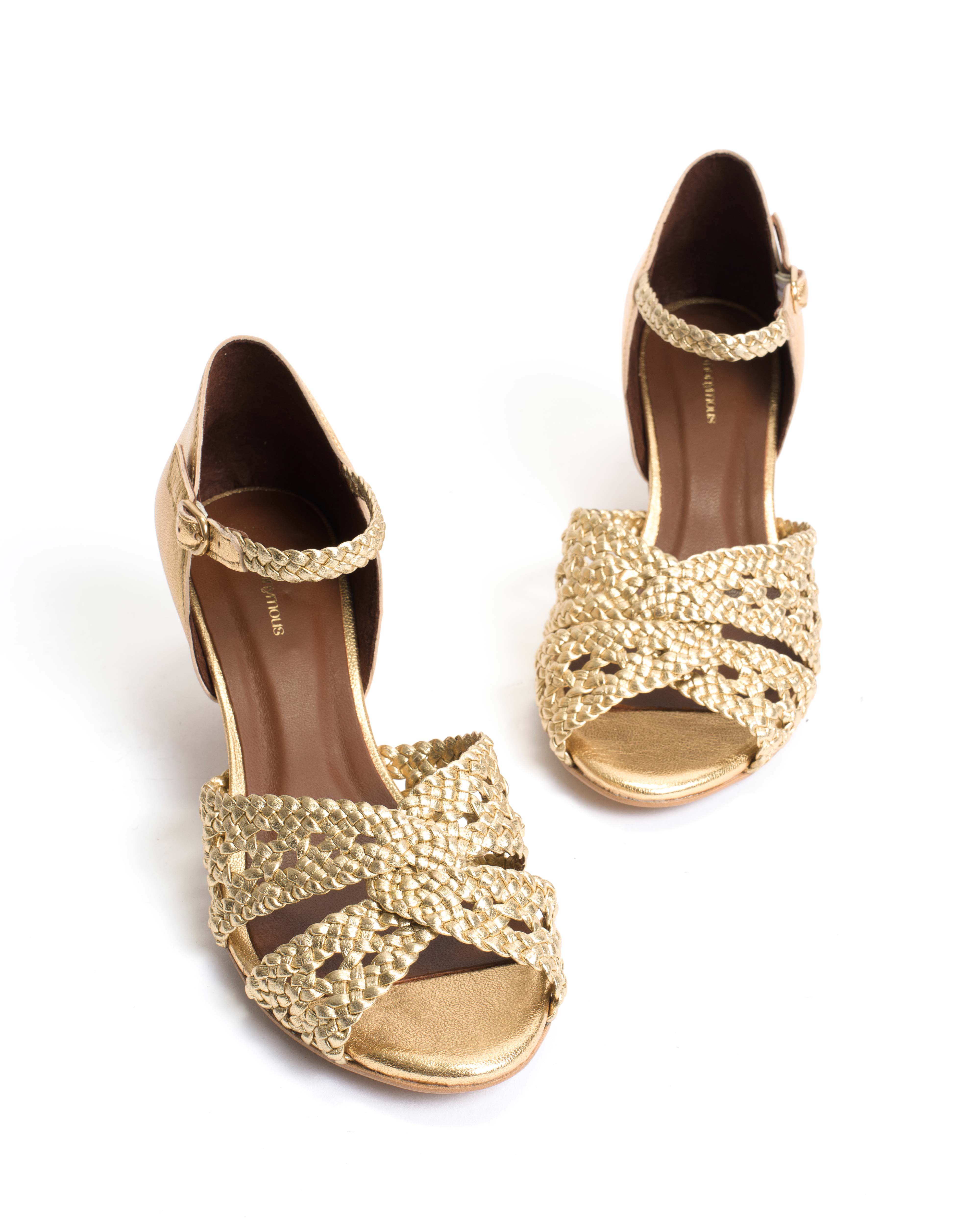 Olina 50 stiletto Hand-braided leather Gold - Image 5