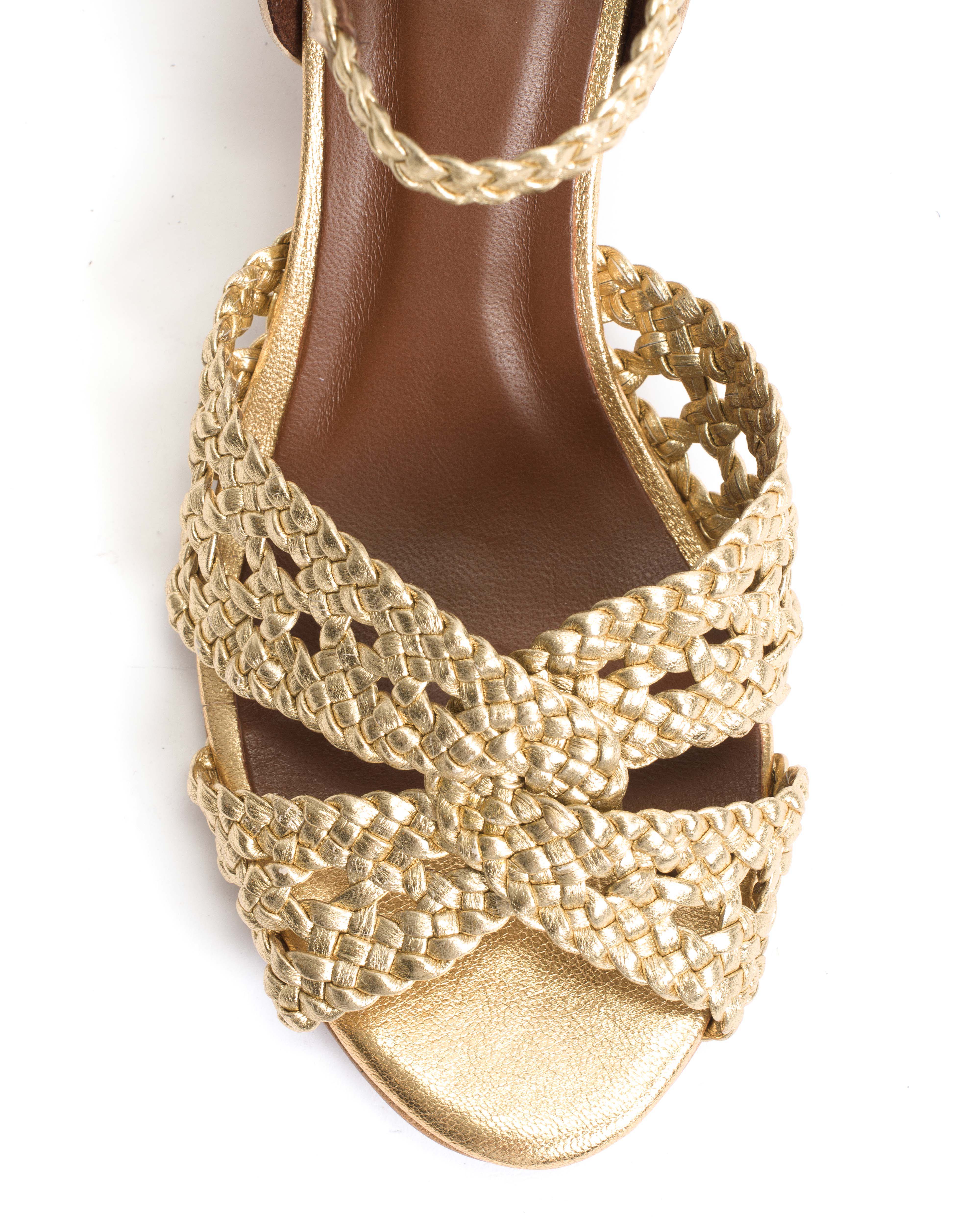 Olina 50 stiletto Hand-braided leather Gold - Image 6