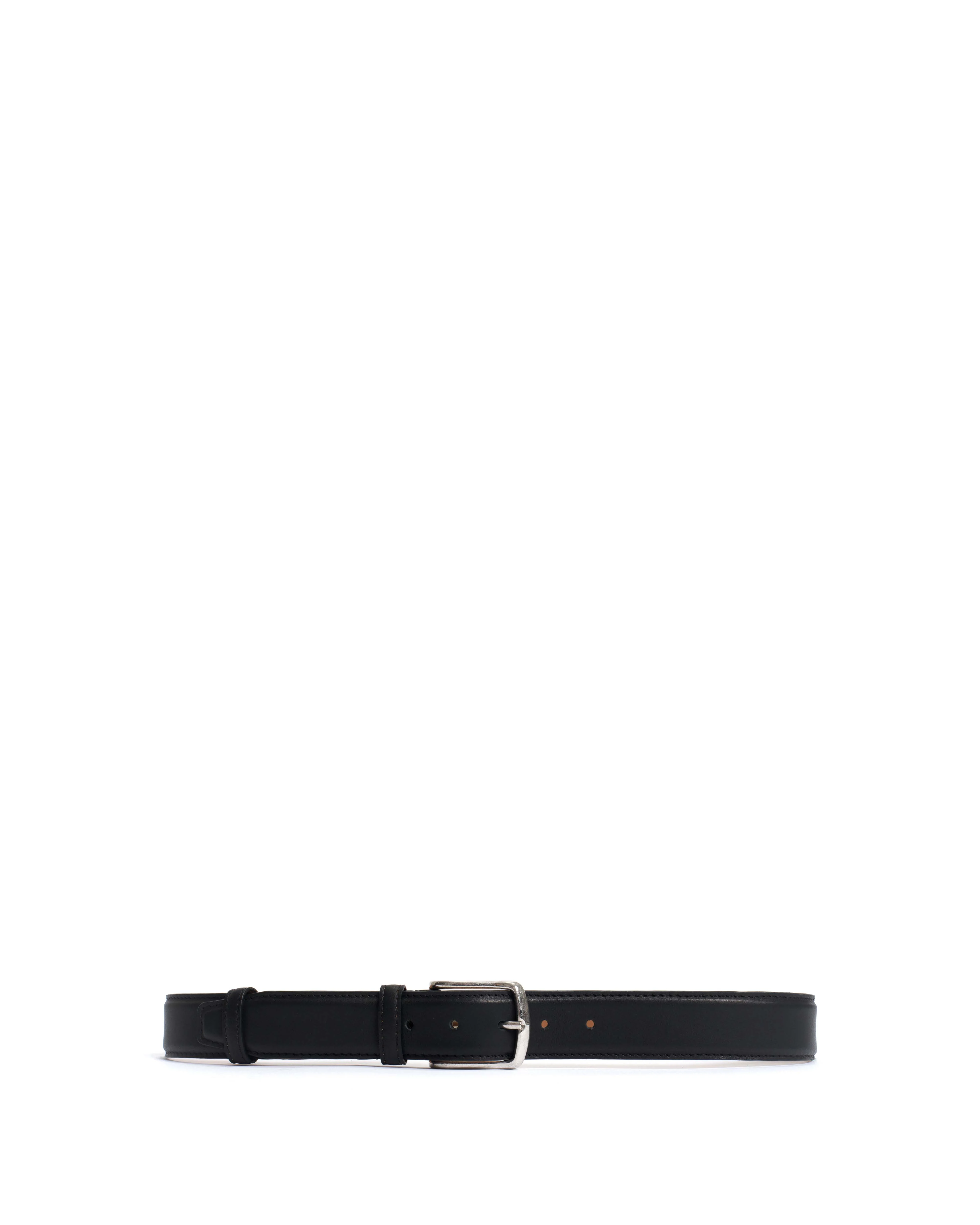Quinn classic unisex leather belt Soft calf & metal Black & silver buckle - Image 5