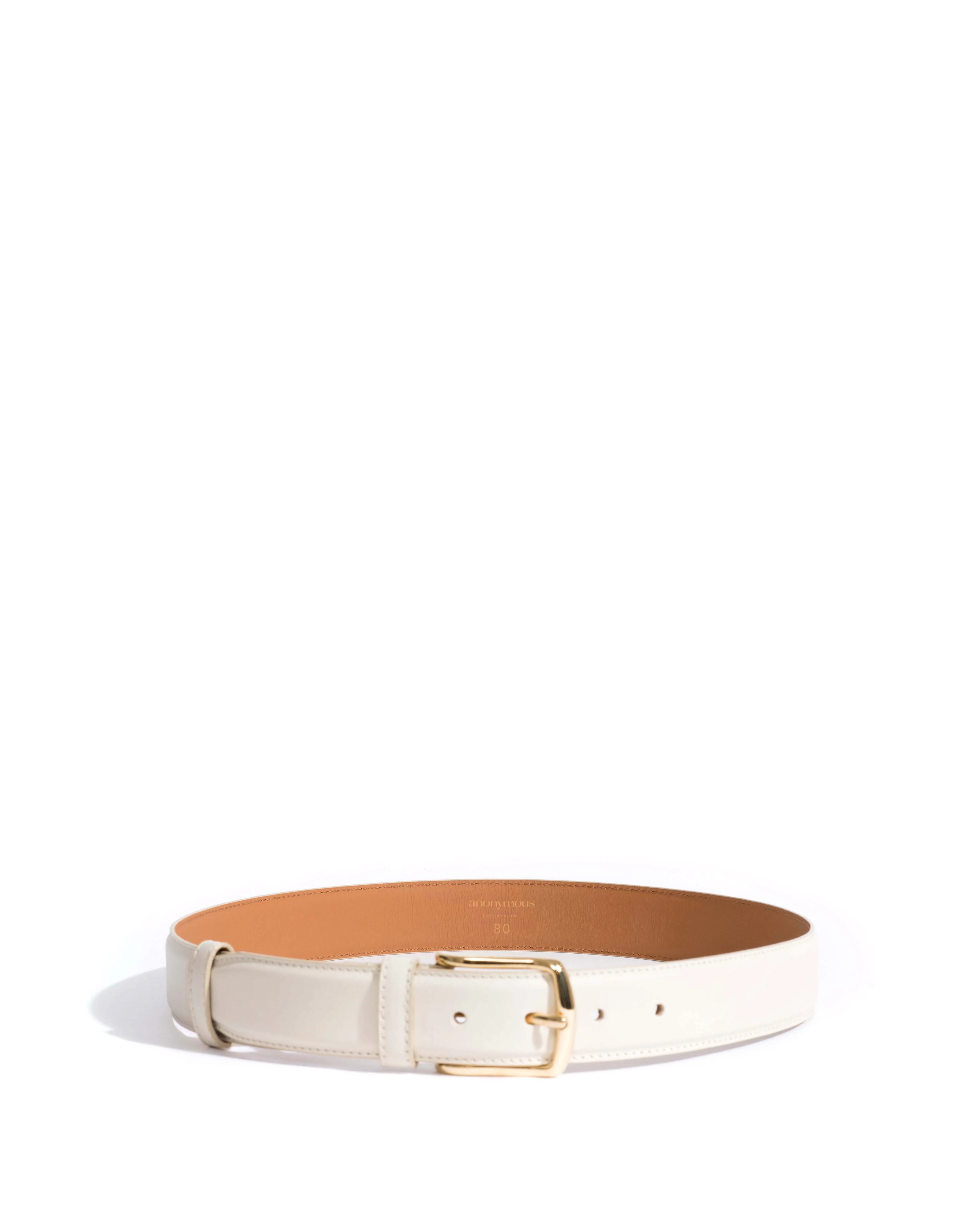 Quinn classic unisex leather belt Soft calf & metal White sand & gold buckle - Image 3